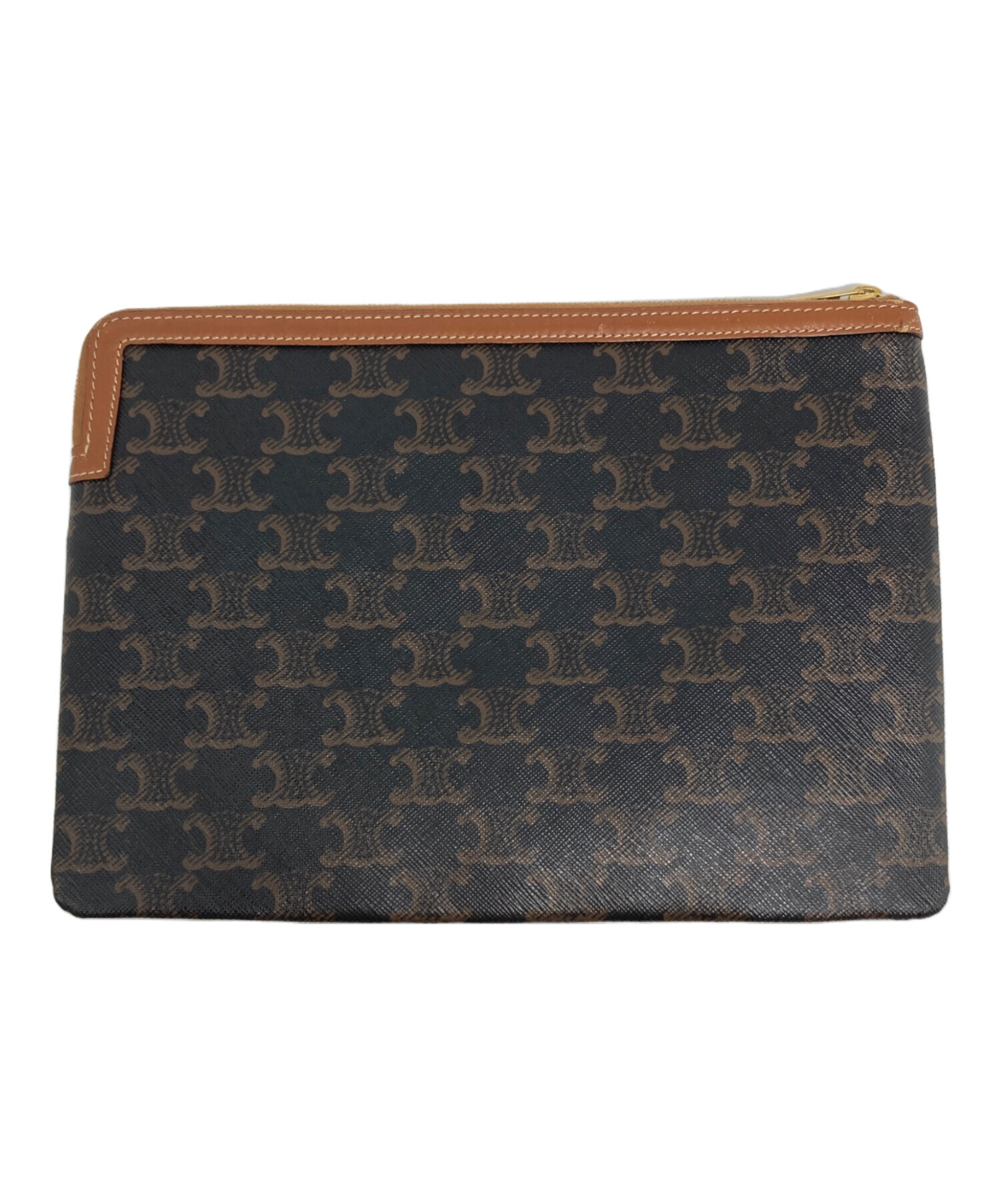 【希少品！】CELINE ブラウン ポーチ　MC913 中古・古着通販】CELINE (セリーヌ) トリオンスモールポーチ ブラウン
