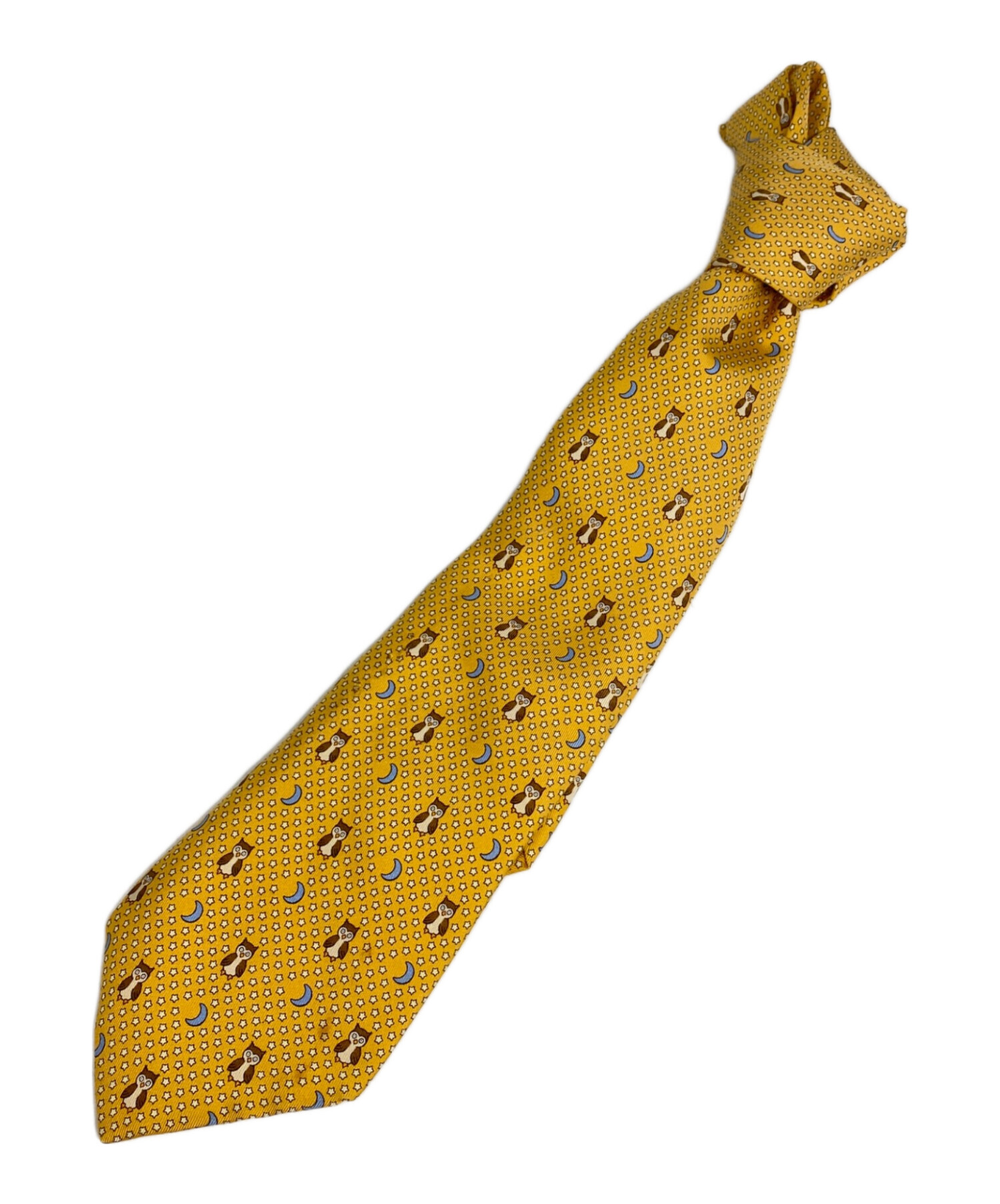 中古・古着通販】HERMES (エルメス) 総柄ネクタイ イエロー サイズ