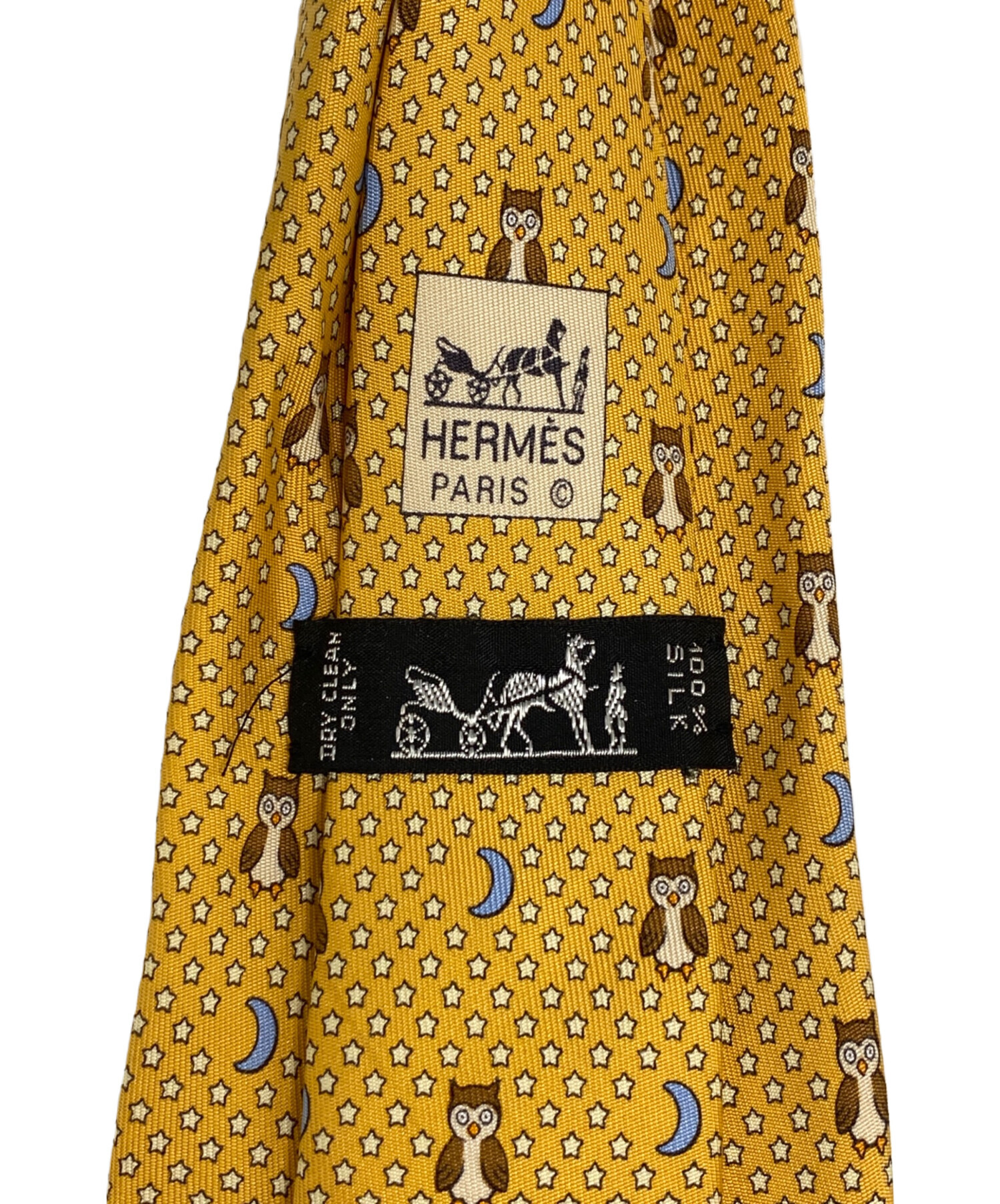 中古・古着通販】HERMES (エルメス) 総柄ネクタイ イエロー サイズ