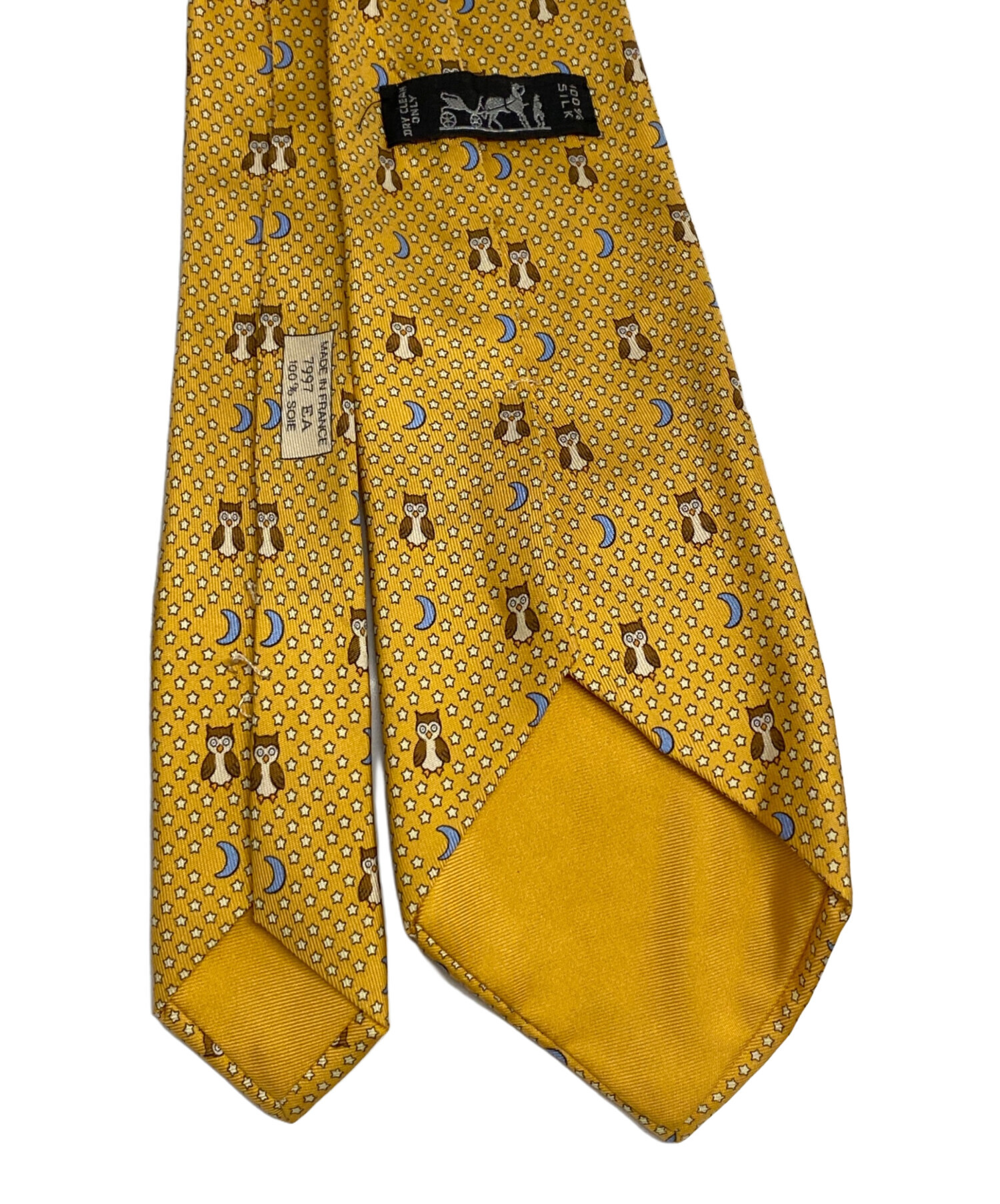 中古・古着通販】HERMES (エルメス) 総柄ネクタイ イエロー サイズ