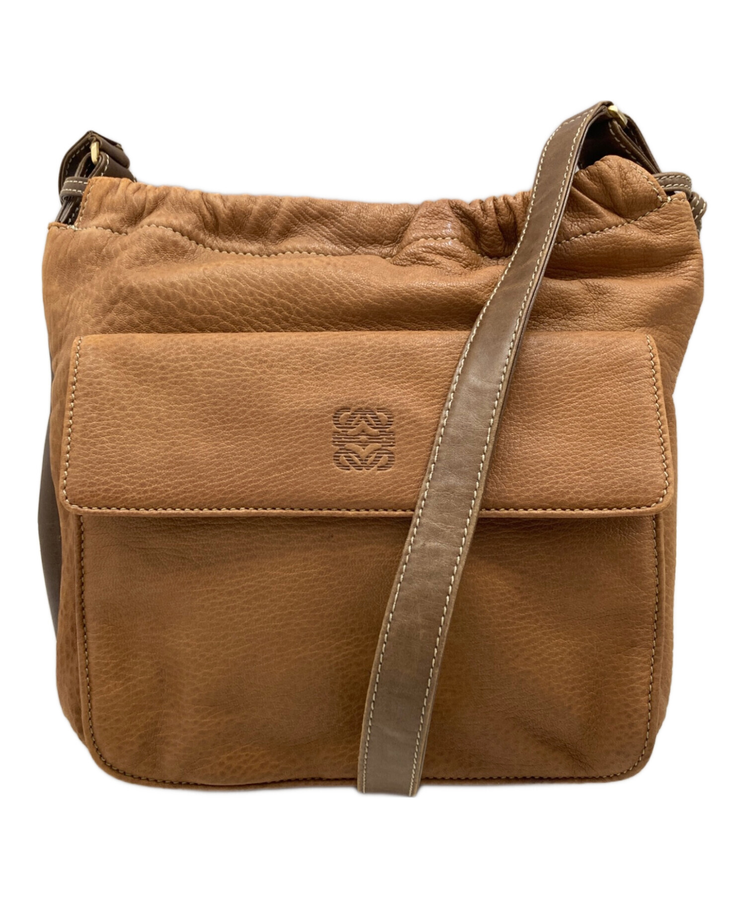 中古・古着通販】LOEWE (ロエベ) レザー巾着ヴィンテージショルダー 