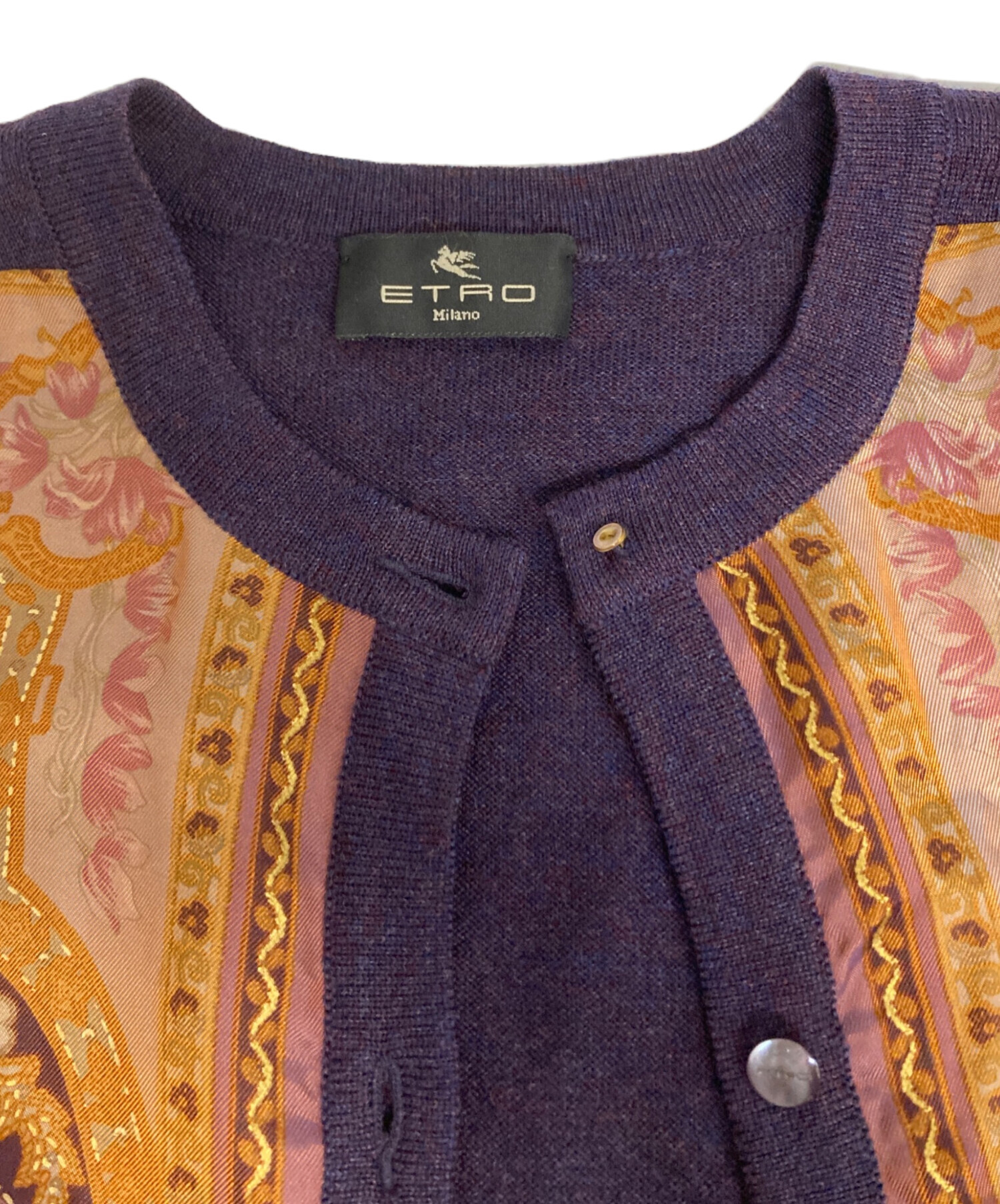 中古・古着通販】ETRO (エトロ) ペイズリー柄切替カーディガン