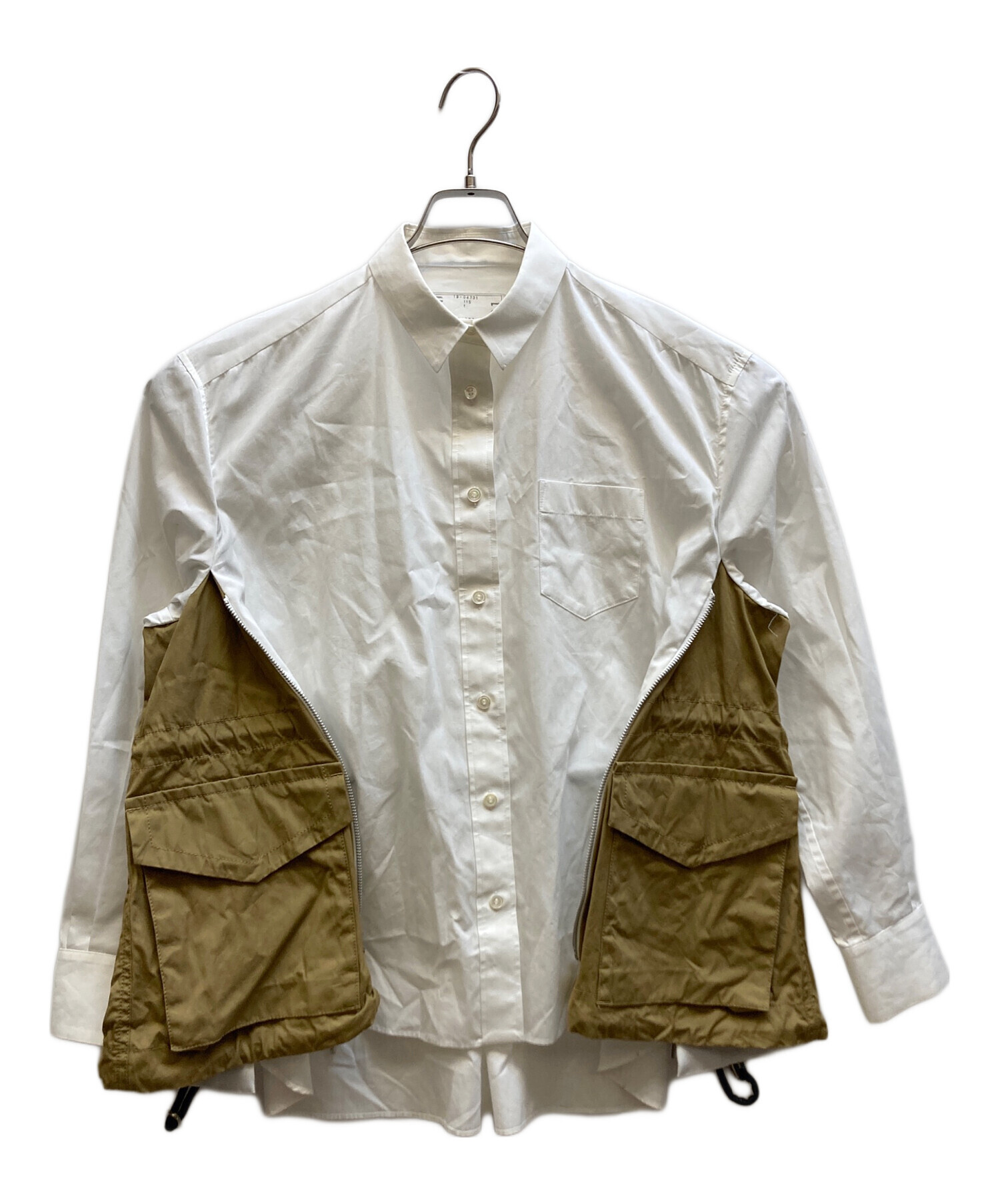 中古・古着通販】sacai (サカイ) ドッキングシャツ ホワイト×ブラウン