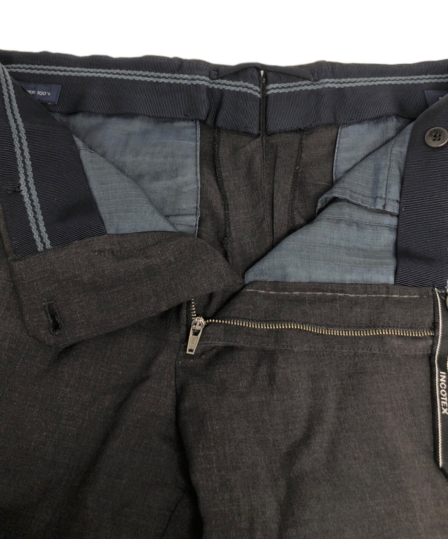 66 未使用　インコテックス　incotex スラックス　48 ビームスエフ BEAMS F ビームスエフ別注 SLIM FIT SUPER100s ウール 1タック