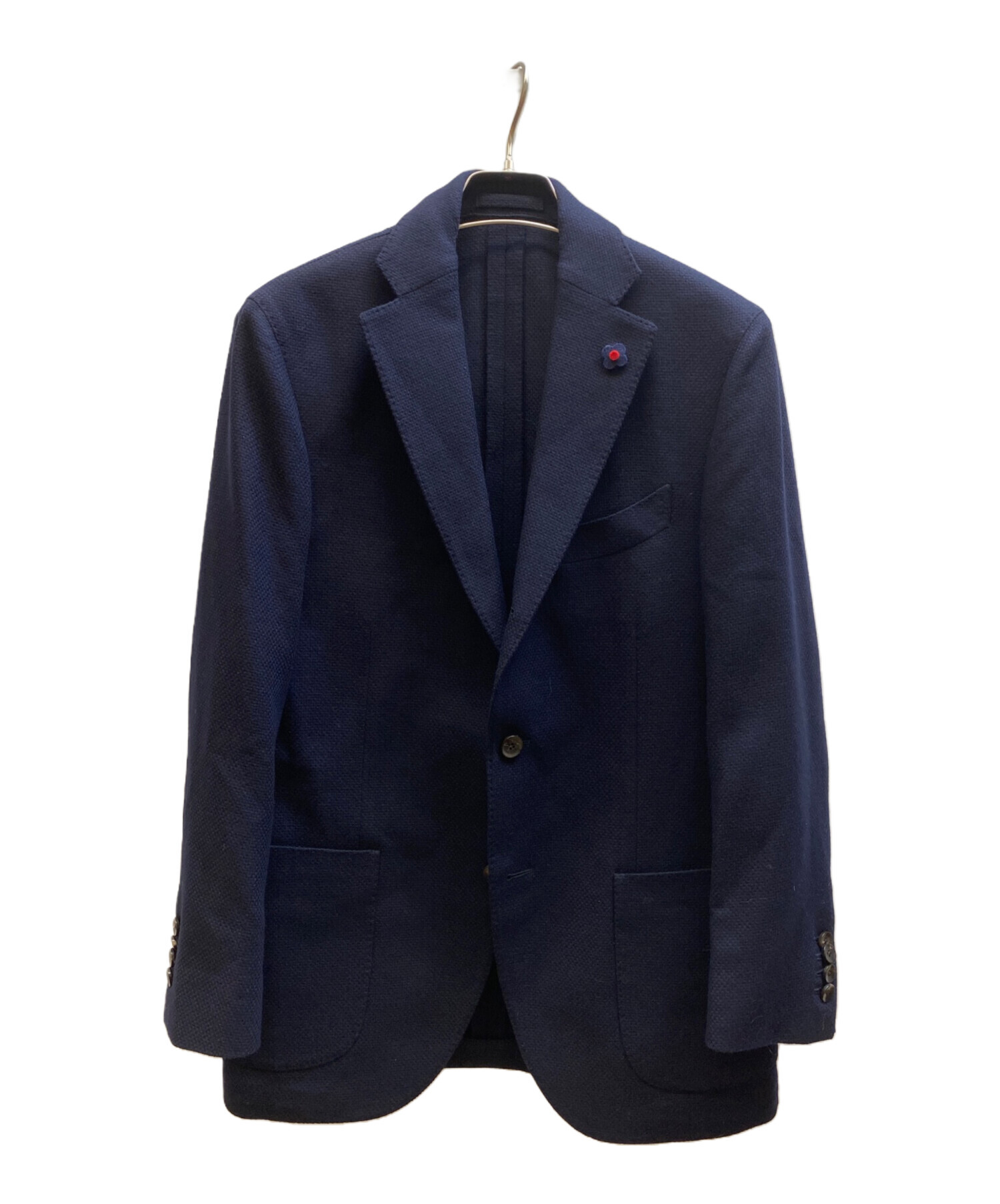 付属品付 LARDINI 3Bネイビー ホップサックジャケット46 LARDINI - ADVANCE サマーウール ストレッチ ホップサック 3B