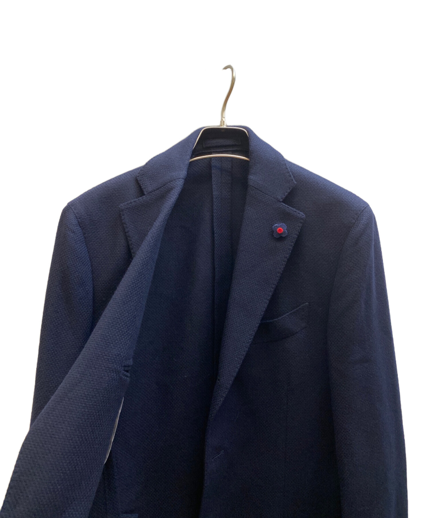 付属品付 LARDINI 3Bネイビー ホップサックジャケット46 LARDINI - ADVANCE サマーウール ストレッチ ホップサック 3B