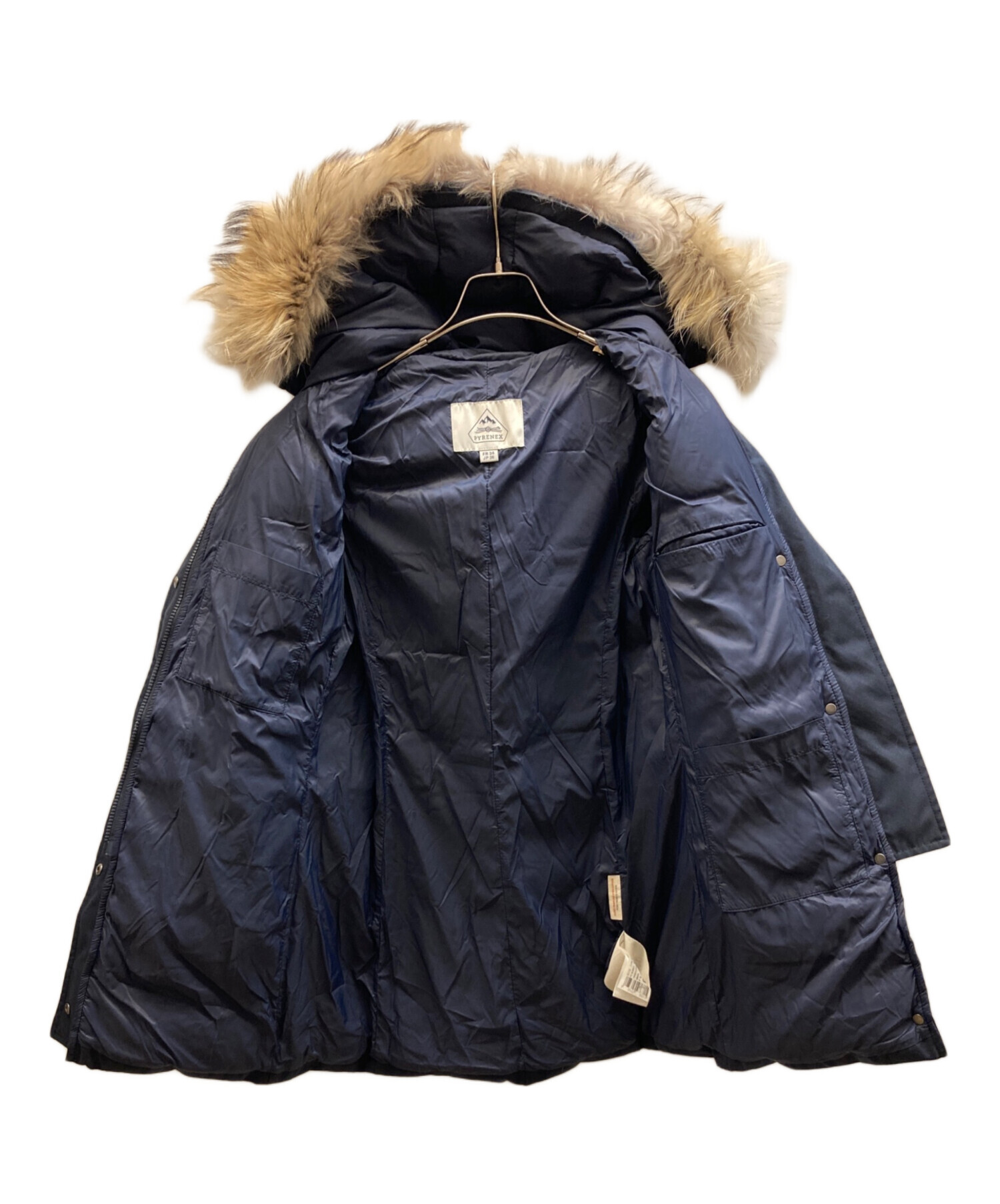 2884【未使用級】PYRENEXロングライトダウンコート　ネイビー　36 中古・古着通販】Pyrenex (ピレネックス) ダウンコート ネイビー