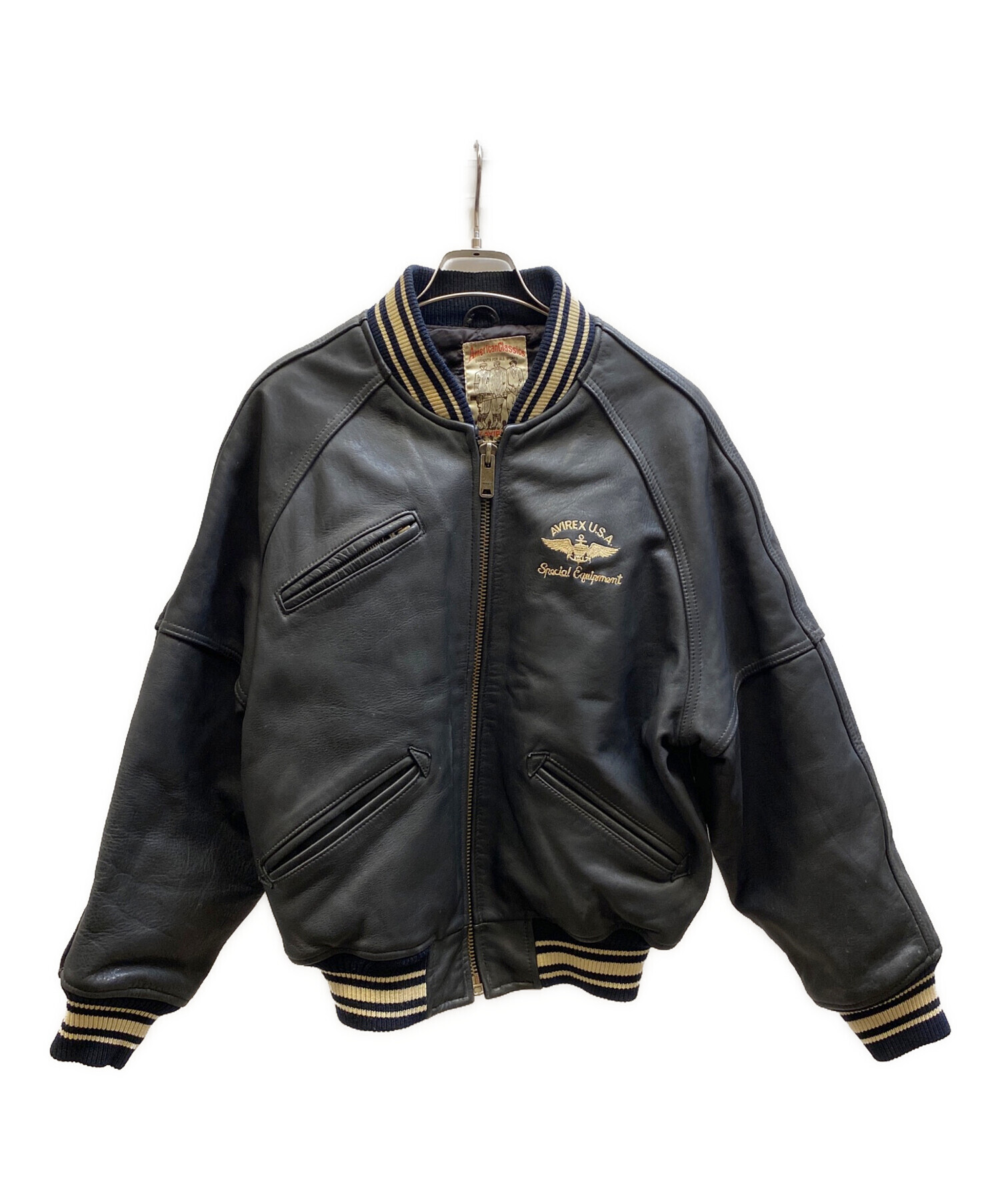 中古・古着通販】AVIREX (アヴィレックス) レザースタジャン ブラック