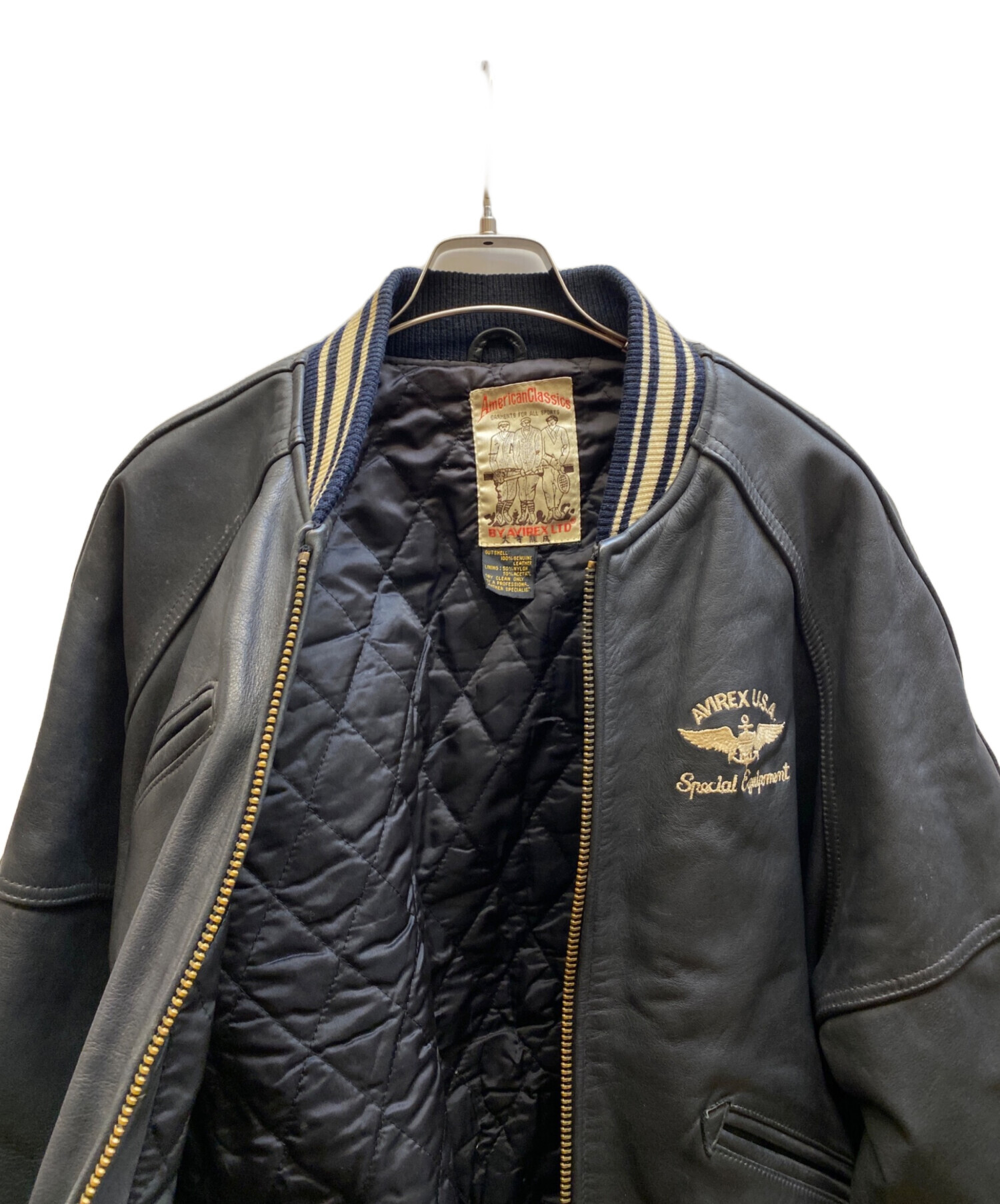 中古・古着通販】AVIREX (アヴィレックス) レザースタジャン ブラック