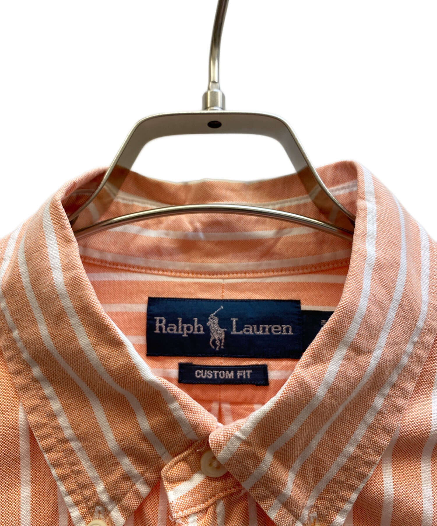 POLO Ralph Lauren ストライプ シャツ オレンジ 古着 90s Ralph Lauren 「CLASSIC FIT」 オレンジ×白 ストライプ BD