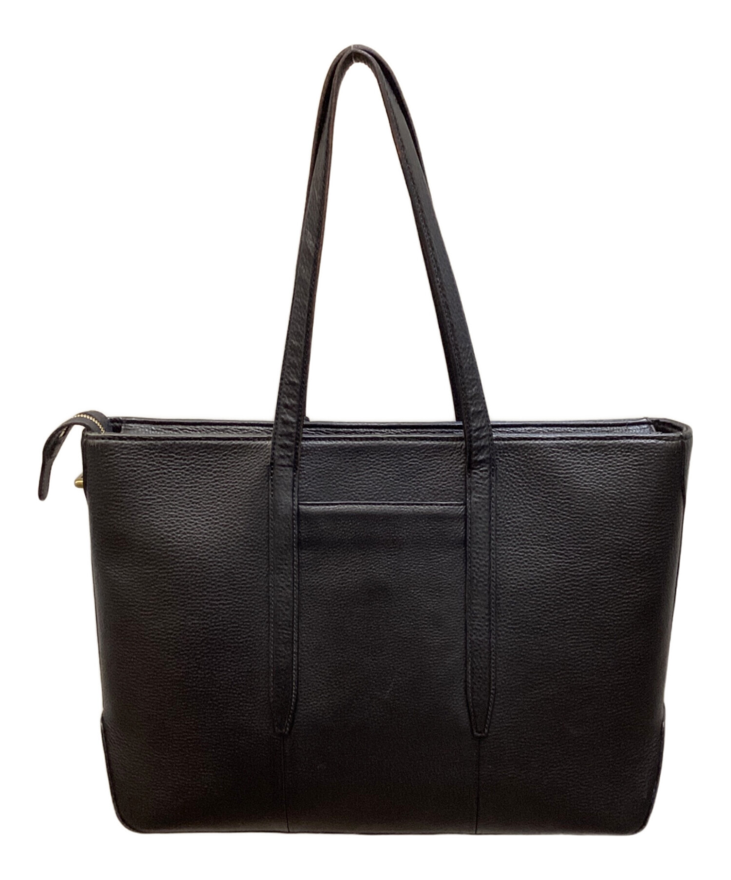 美品 ETiAM 船底トートバッグ ブラック 牛革 ETIAM 中古・古着通販】ETiAM (エティアム) レザートートバッグ ブラック