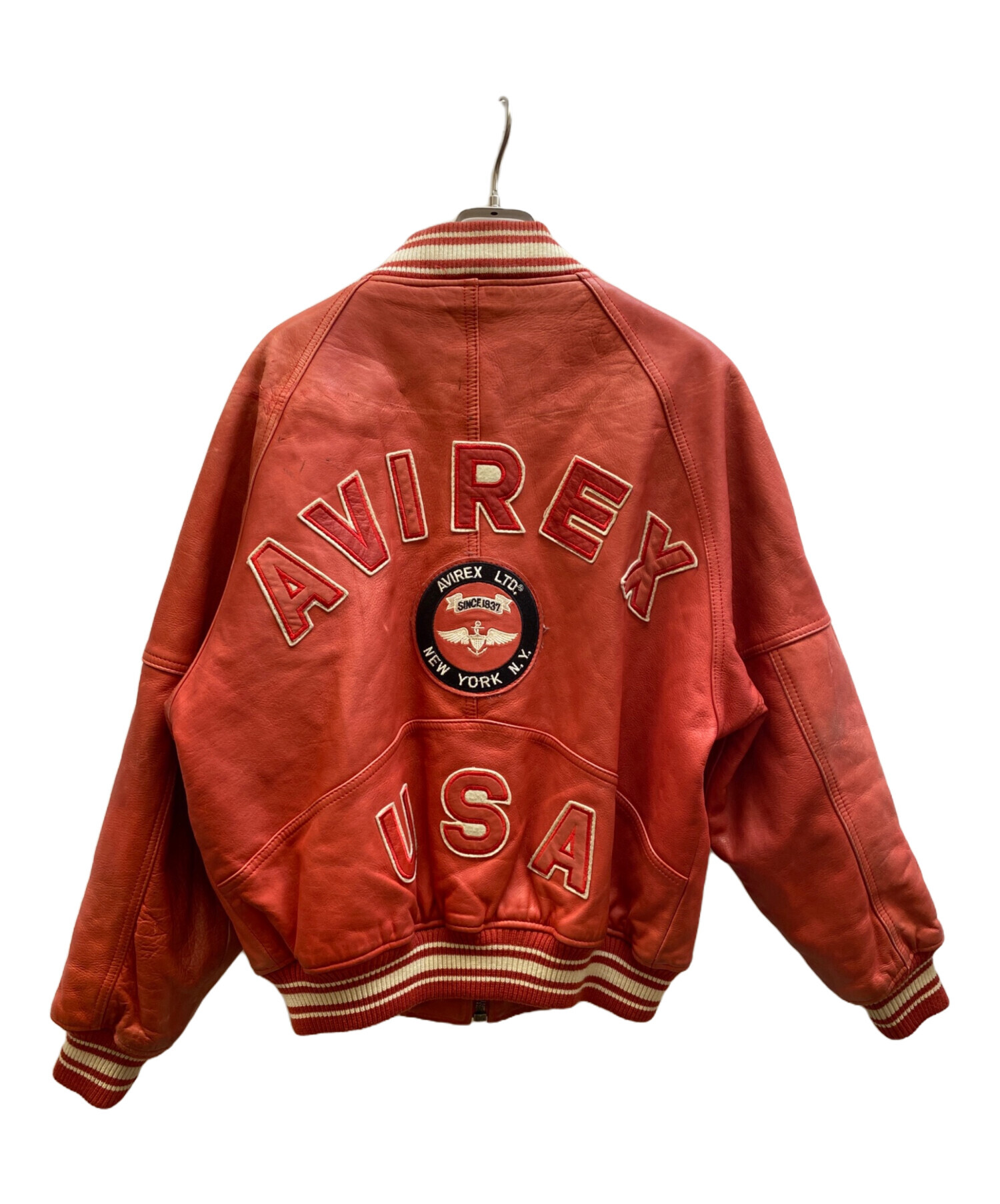 中古・古着通販】AVIREX (アヴィレックス) レザースタジャン レッド