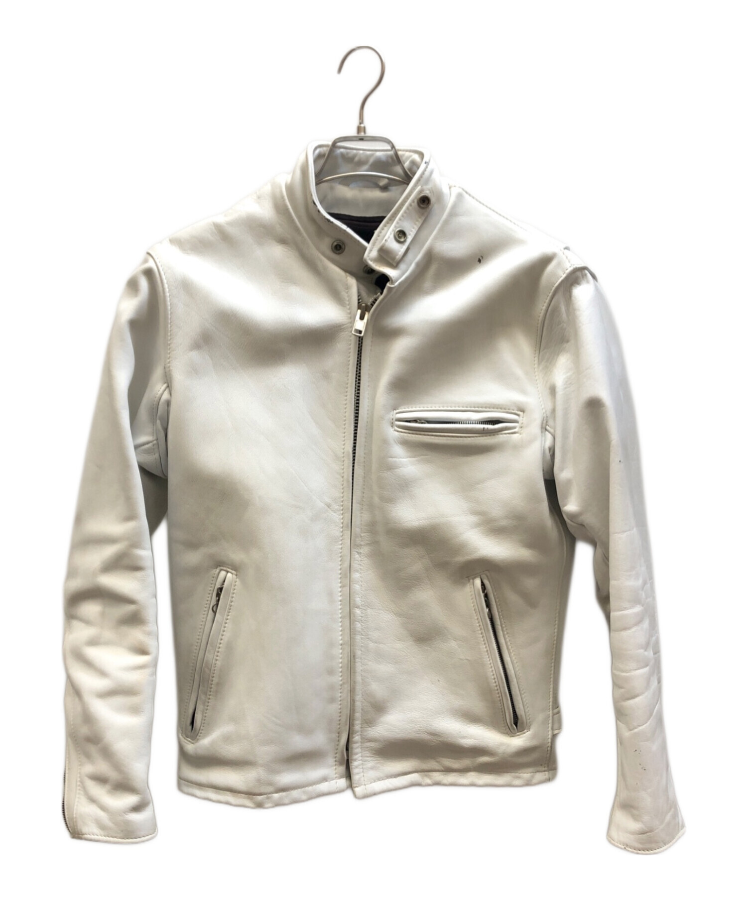 レアホワイト　Schott シングルライダースジャケット 36 中古・古着通販】Schott (ショット) ライナー付シングルライダース