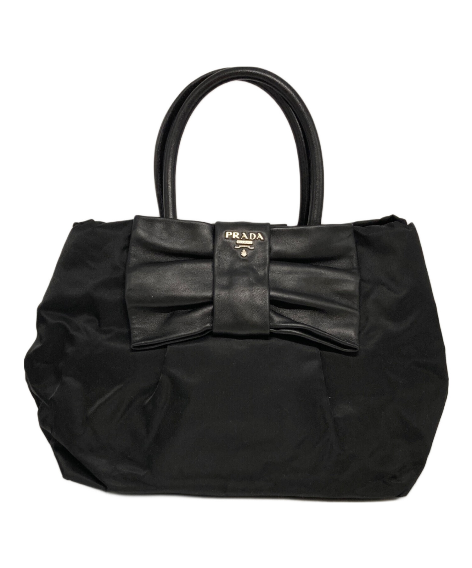 中古・古着通販】PRADA (プラダ) ノワール リボンハンドバッグ 