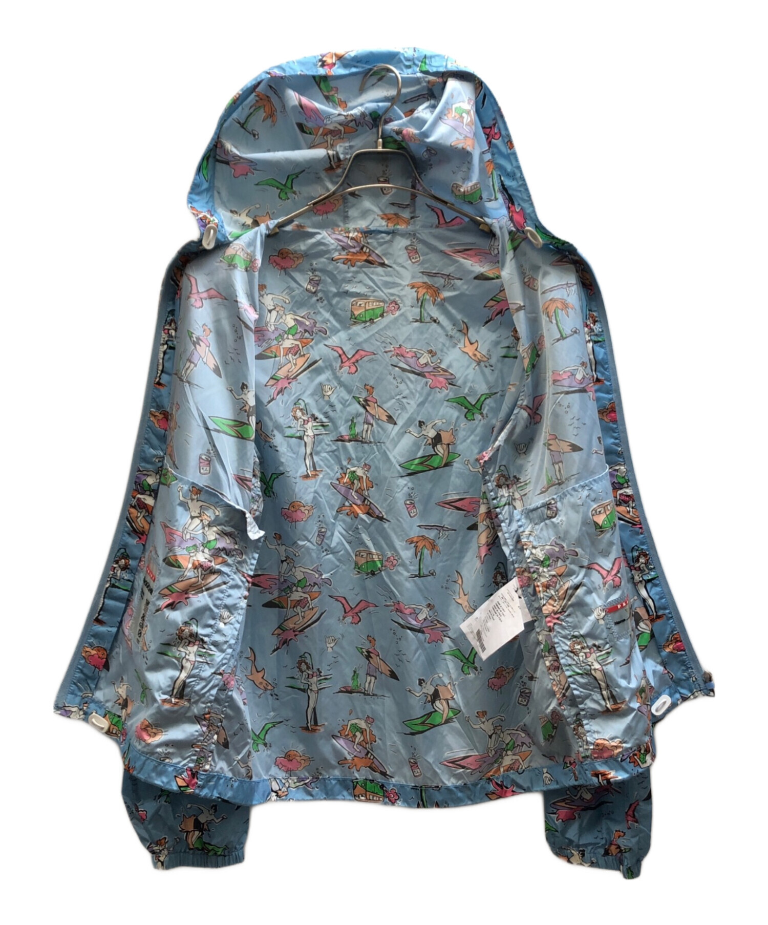 中古・古着通販】PRADA (プラダ) 総柄ナイロンジャケット ブルー 中古・古着通販】PRADA (プラダ) 総柄ナイロンジャケット ブルー