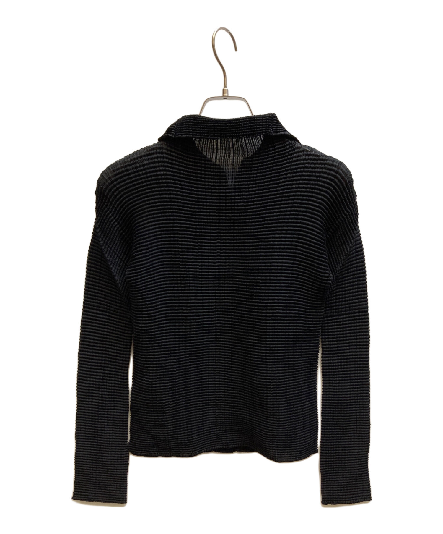 プリーツプリーツ　イッセイミヤケ　カーディガン　メッシュ　ブラック 中古・古着通販】ISSEY MIYAKE (イッセイミヤケ) プリーツカーディガン