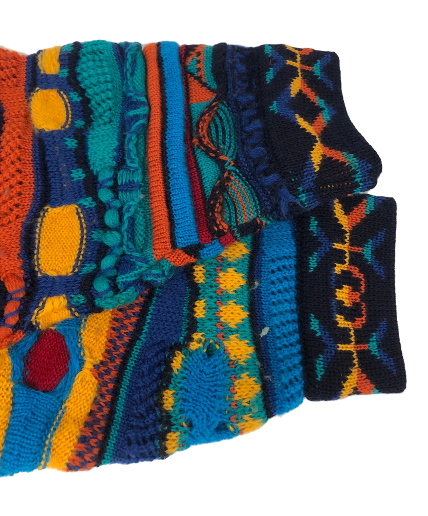 COOGI マフラー 3Dニット幾何学模様 ウール マルチカラー Y2K 中古・古着通販】Coogi (クージー) 3Dニット マルチカラー サイズ:S