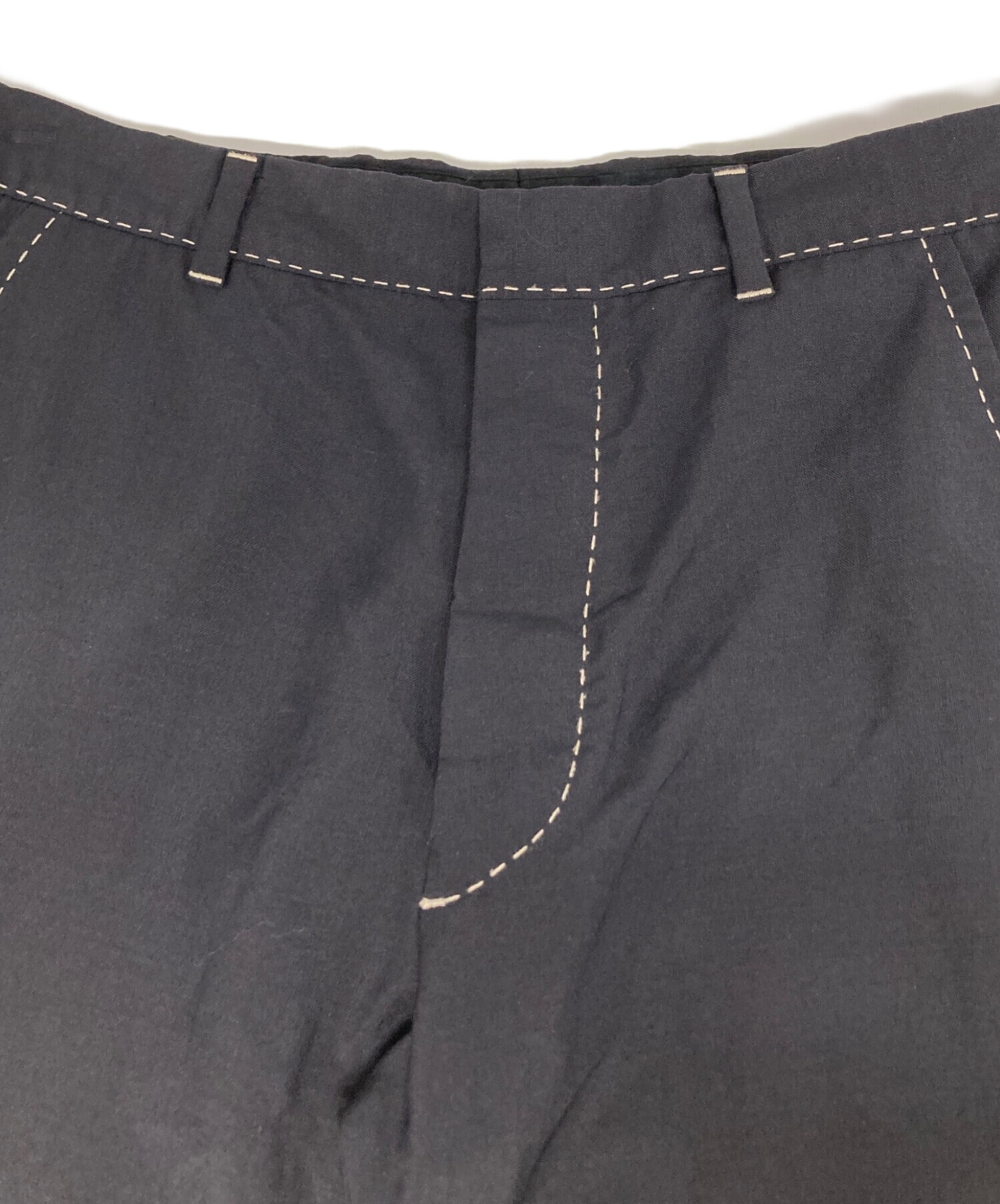 プラダ PRADA スラックス サイズ48(Mサイズ) 中古・古着通販】PRADA (プラダ) ステッチデザインスラックス ネイビー