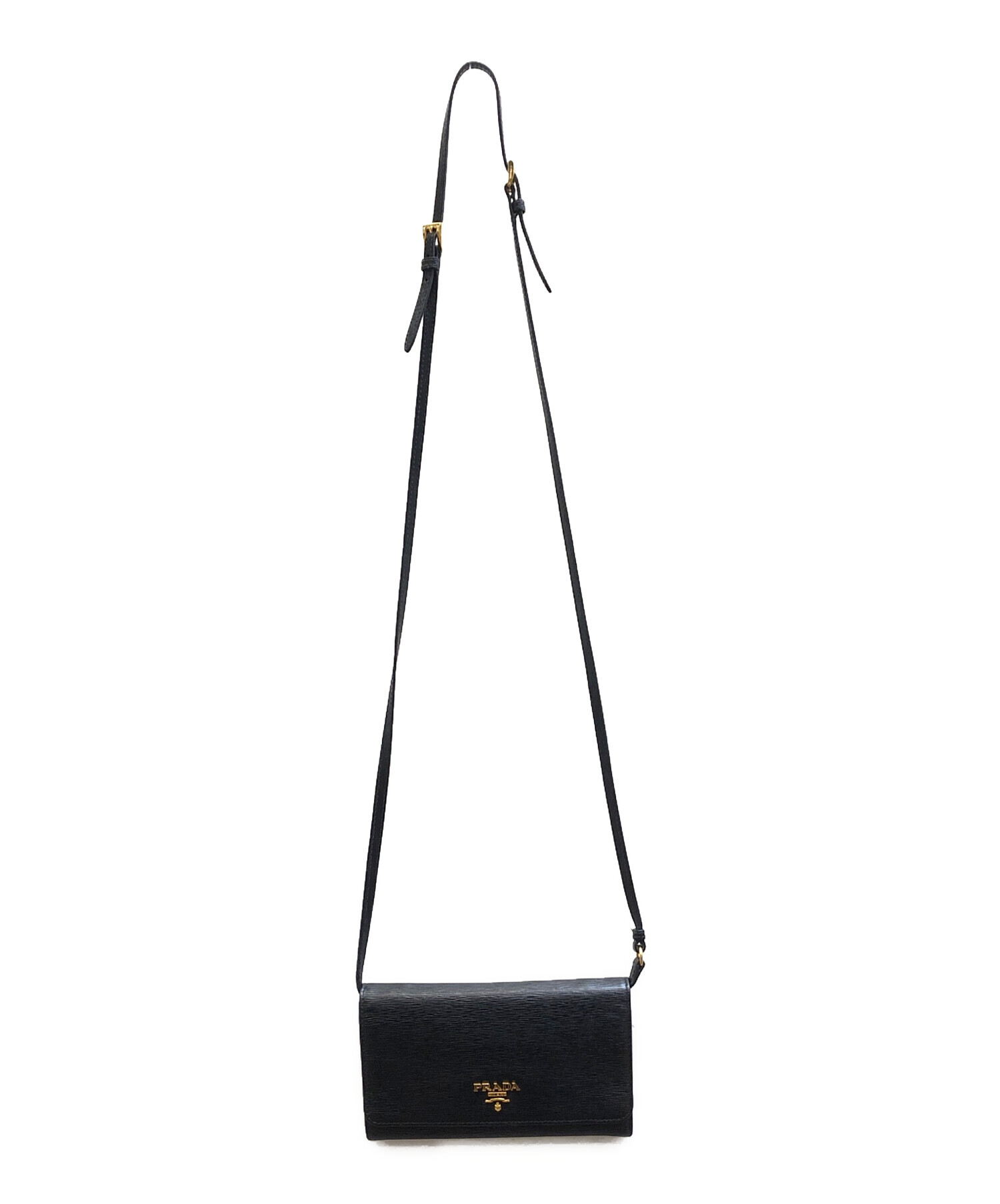 プラダ⭐︎ショルダーバッグ☆ウォレット 中古・古着通販】PRADA (プラダ) ショルダーウォレット ブラック
