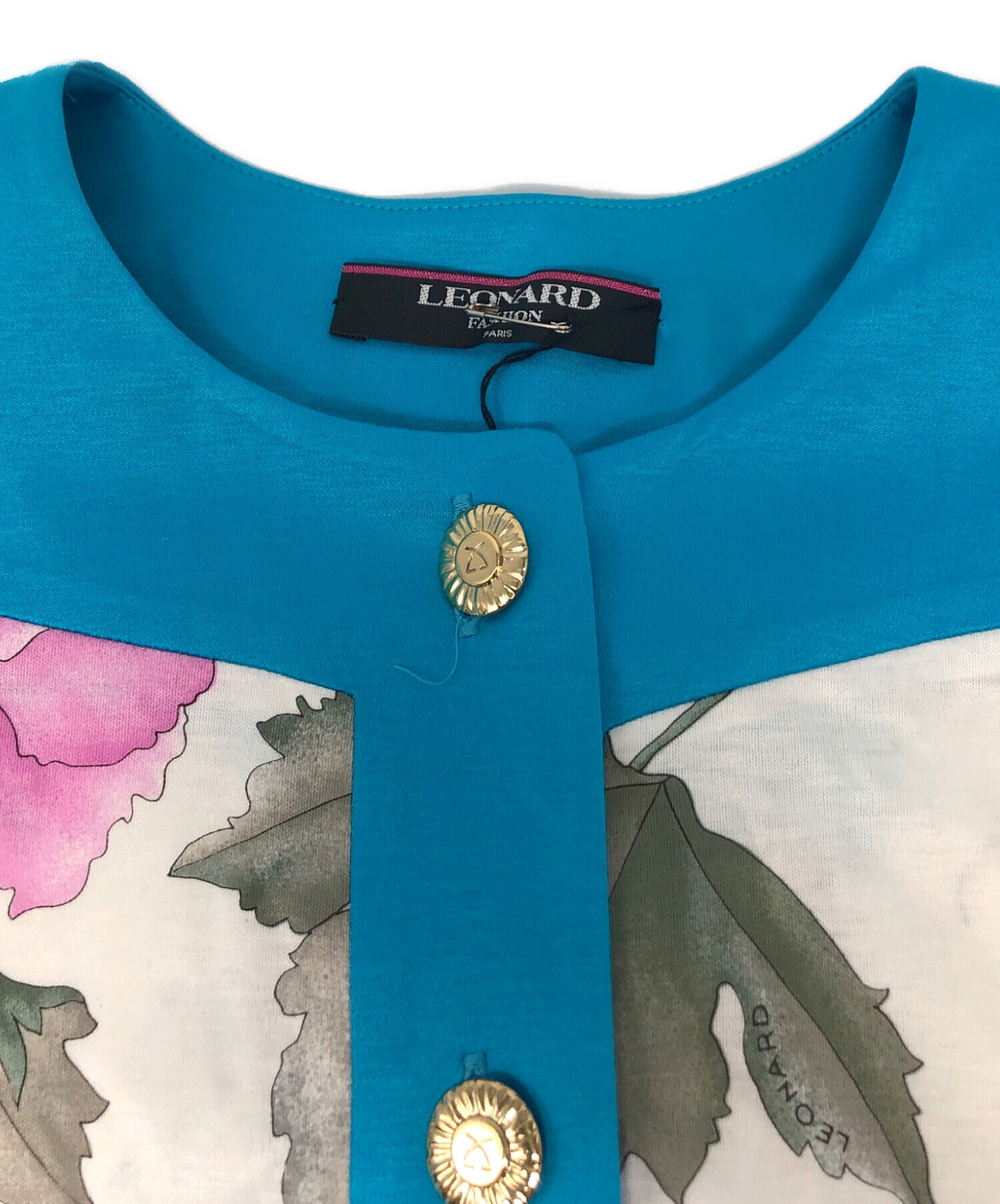 LEONARD レオナール　半袖ブラウス　総柄 中古・古着通販】LEONARD (レオナール) 半袖総柄シャツ ホワイト
