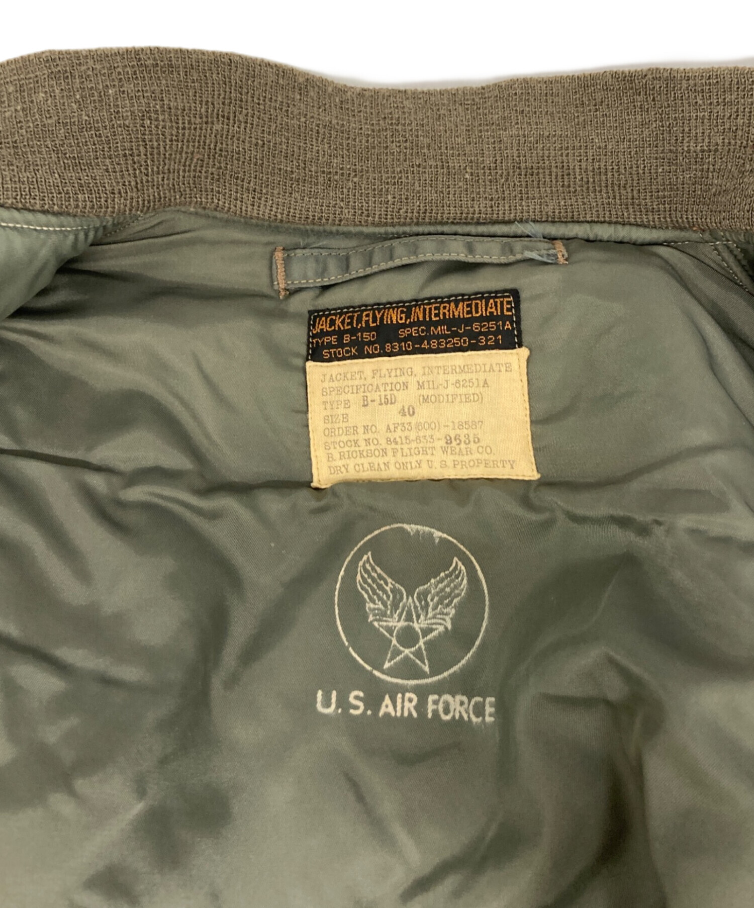 バズリクソンズ　B15D サイズ40 M品番 Buzz Rickson's バズリクソンズ B-15D フライトジャケット