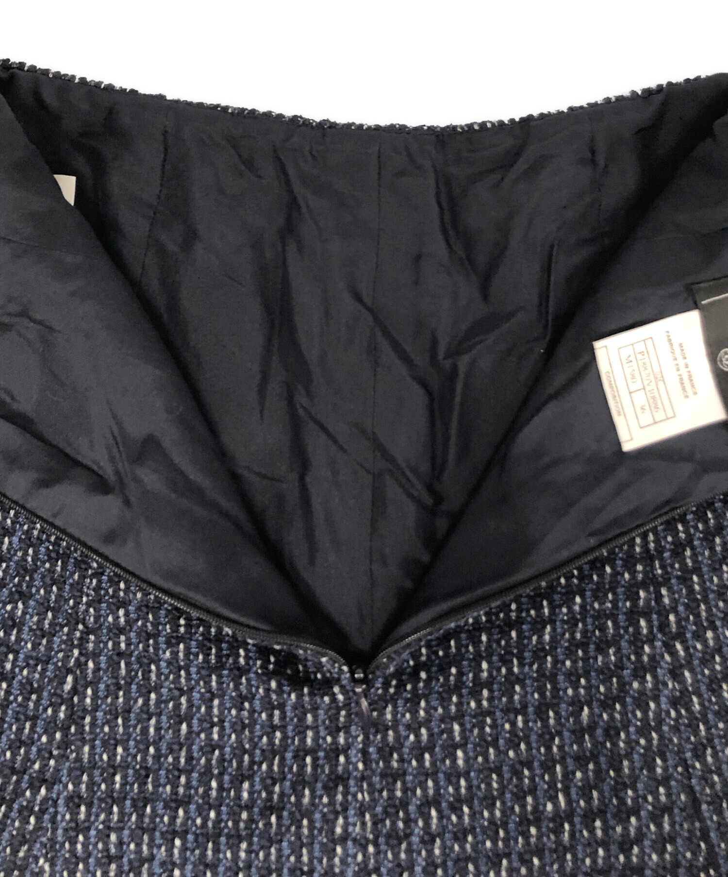 中古・古着通販】CHANEL (シャネル) ツイードスカート ネイビー サイズ