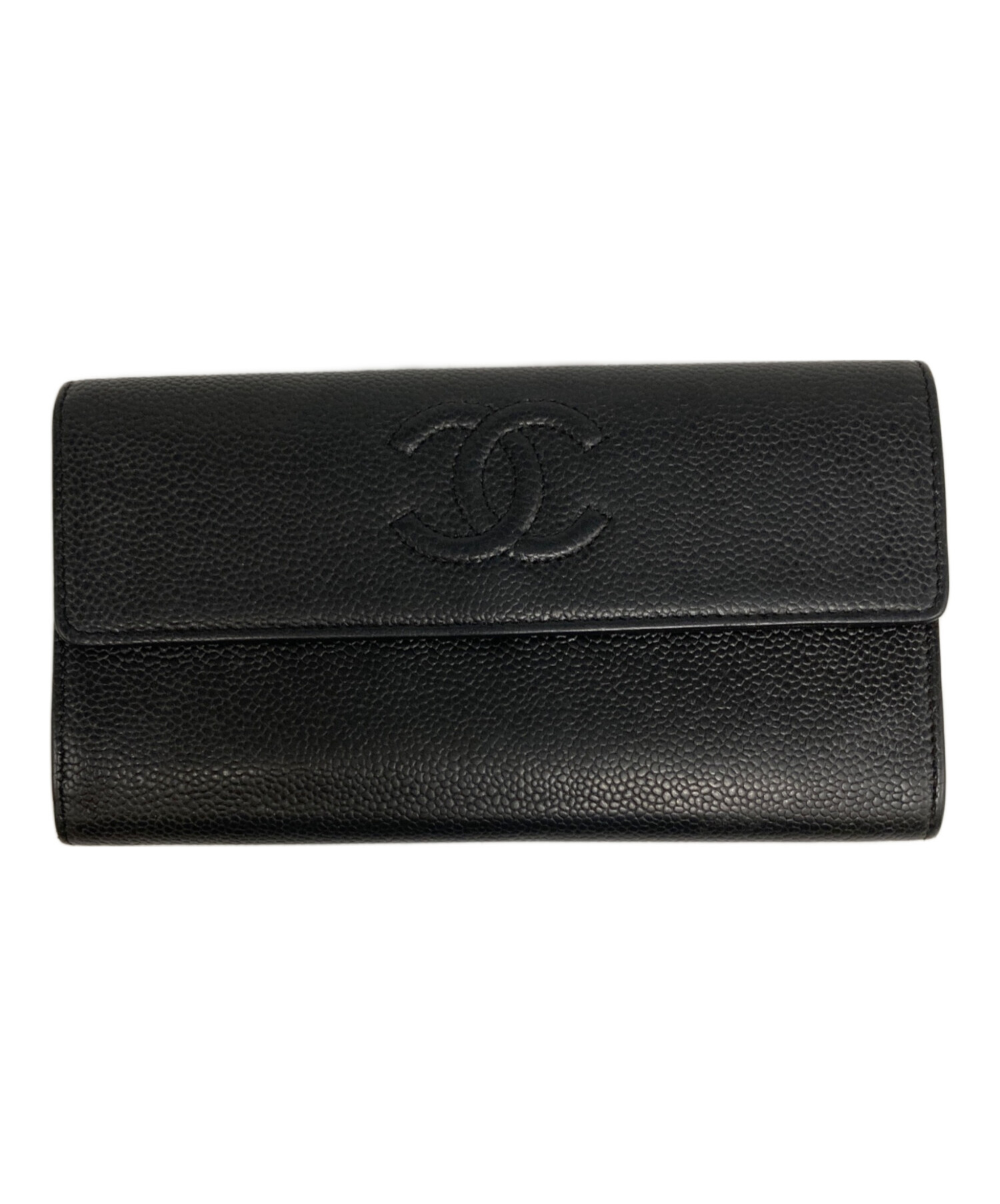 中古・古着通販】CHANEL (シャネル) キャビアスキンココマーク長財布