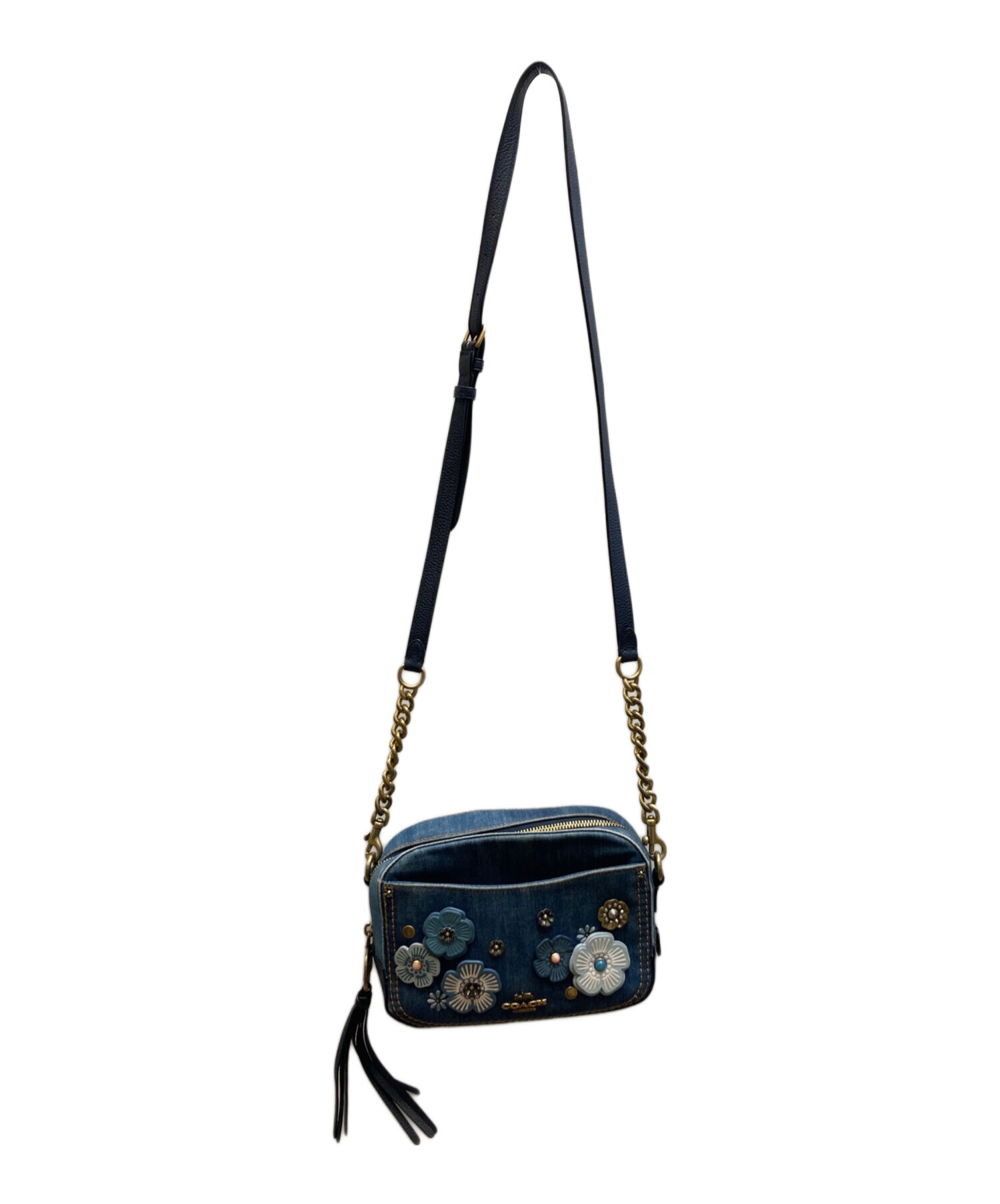 中古・古着通販】COACH (コーチ) デニム レザー フラワーショルダー