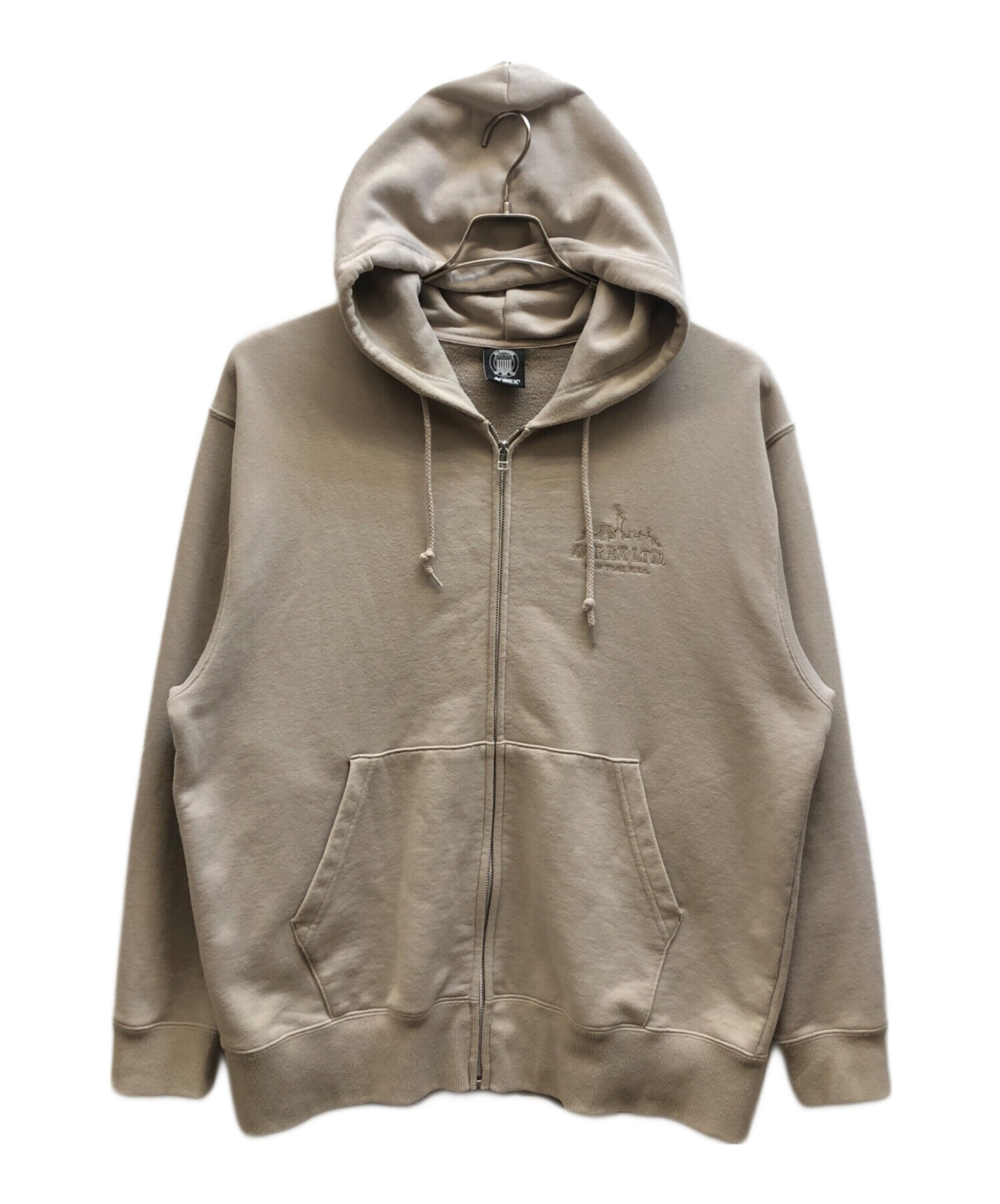 アヴィレックスAVIREX パッチドシープレザーパーカー ベージュ Ｌサイズ美品 中古・古着通販】AVIREX (アヴィレックス) 刺繍ロゴパーカー ベージュ