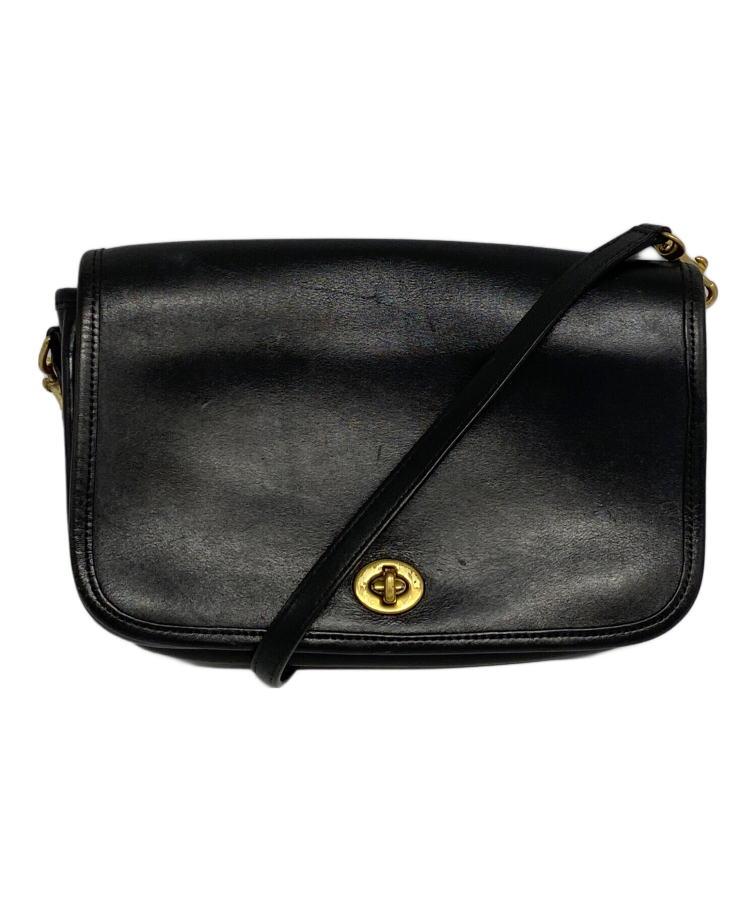 中古・古着通販】COACH (コーチ) レザーショルダーバッグ ブラック