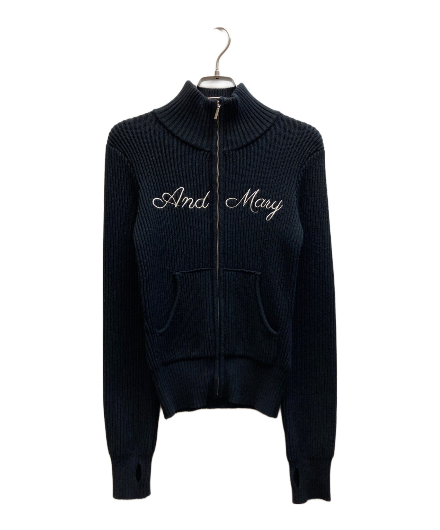 中古・古着通販】ANDMARY (アンドマリー) ジップニット ブラック