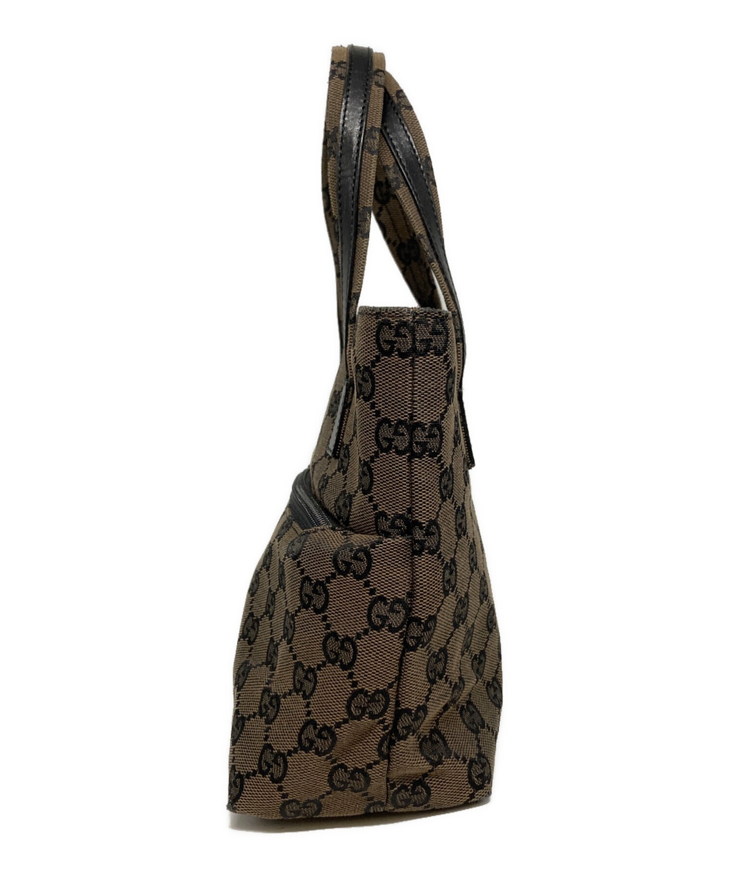中古・古着通販】GUCCI (グッチ) キャンバスミニハンドバッグ ブラウン