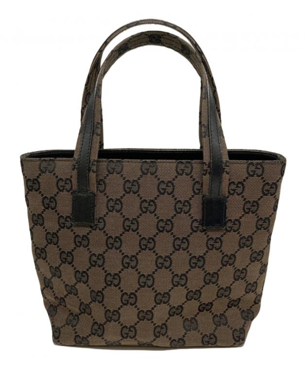 中古・古着通販】GUCCI (グッチ) キャンバスミニハンドバッグ ブラウン