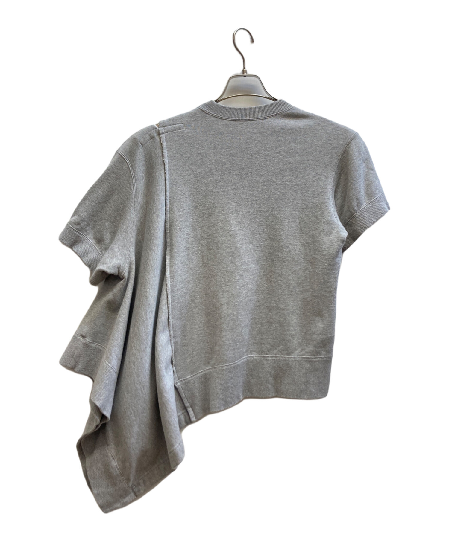 sacai サカイ アシンメトリー 半袖 スウェット 変形 プルオーバー 中古・古着通販】sacai (サカイ) 半袖スウェット グレー サイズ:1