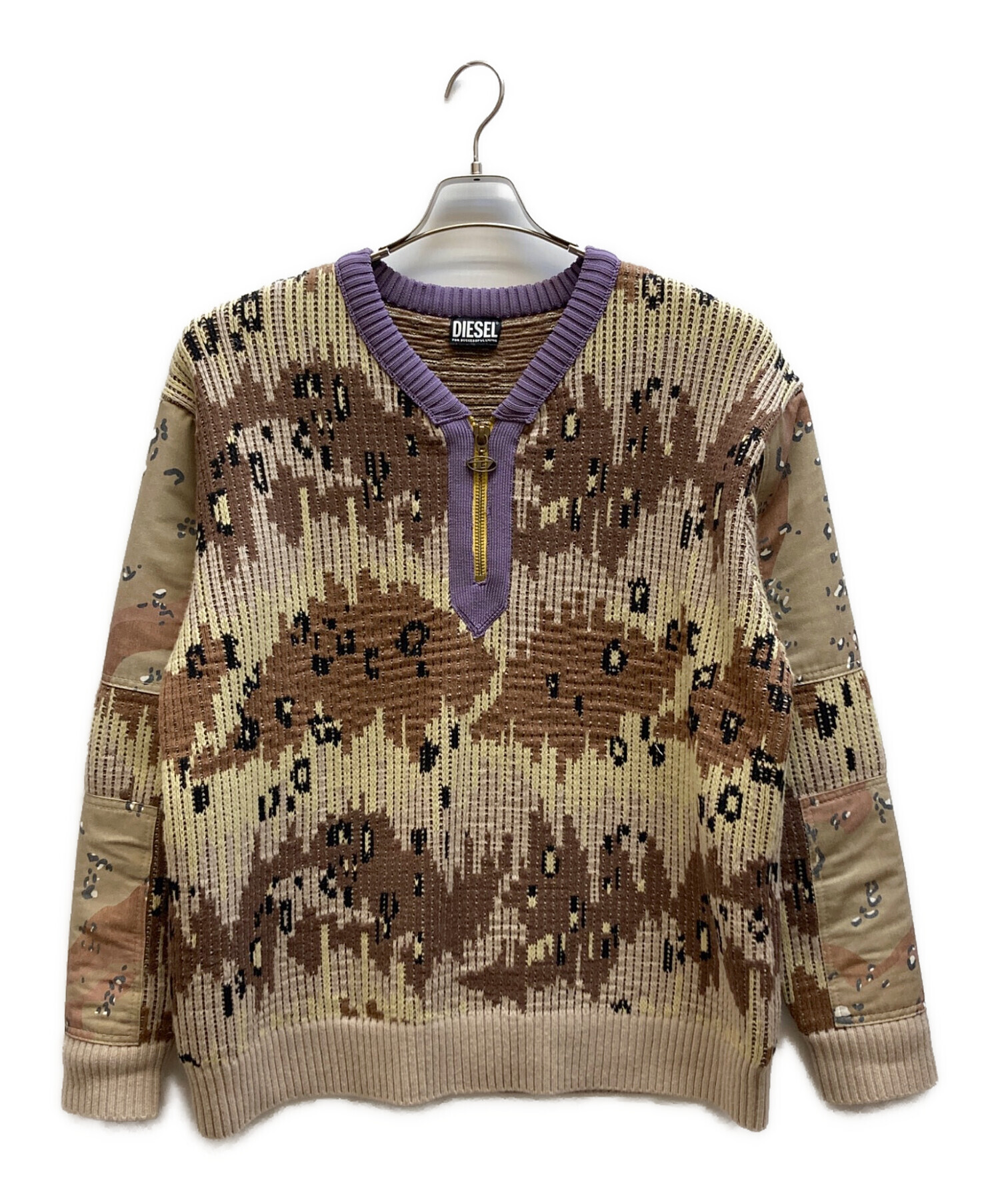 中古・古着通販】DIESEL (ディーゼル) カモフラ柄ハーフジップニット
