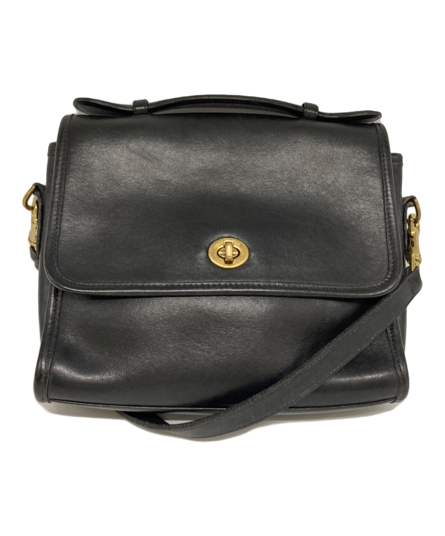 中古・古着通販】COACH (コーチ) レザーショルダーバッグ ブラック