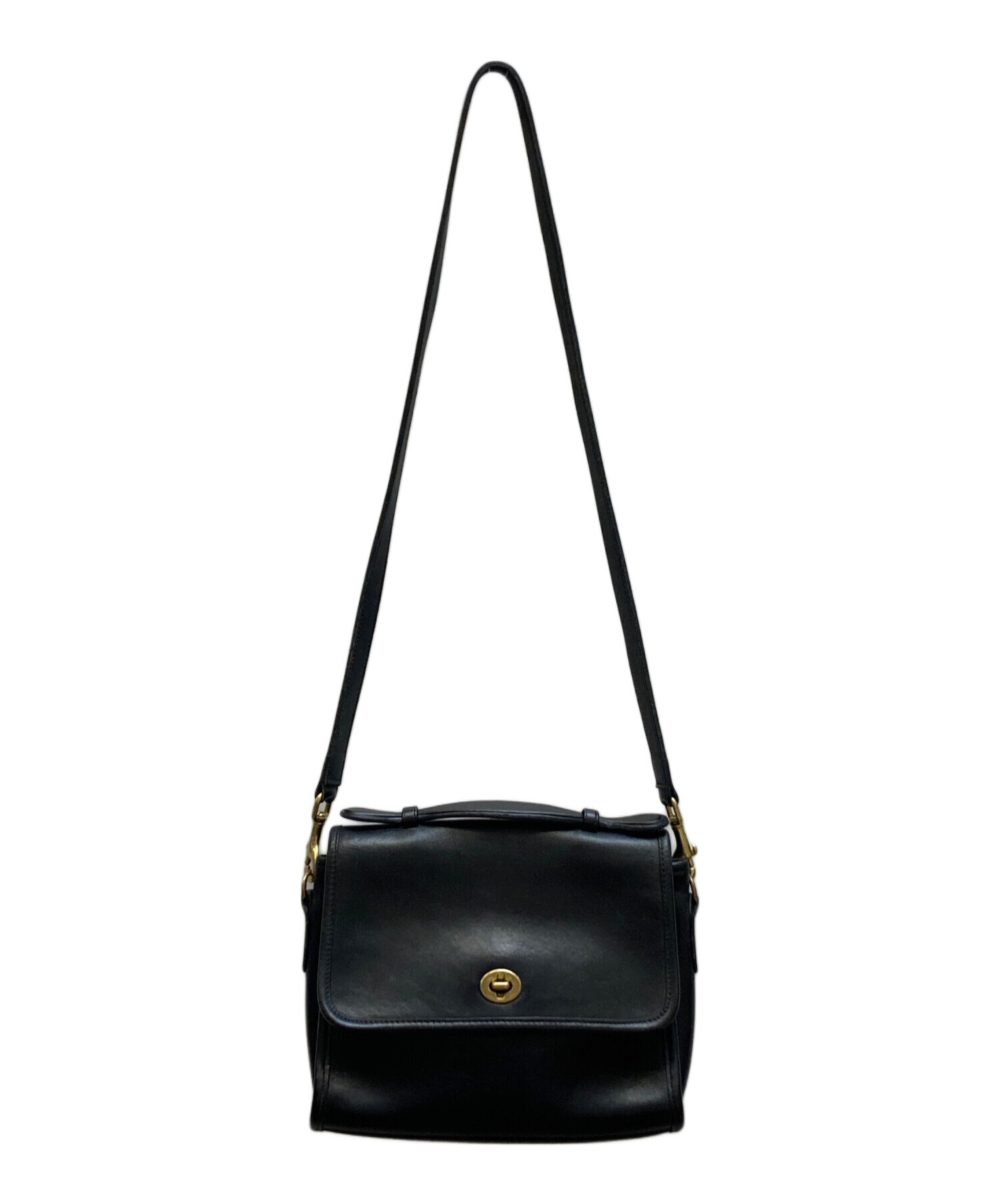 中古・古着通販】COACH (コーチ) レザーショルダーバッグ ブラック 中古・古着通販】COACH (コーチ) レザーショルダーバッグ ブラック