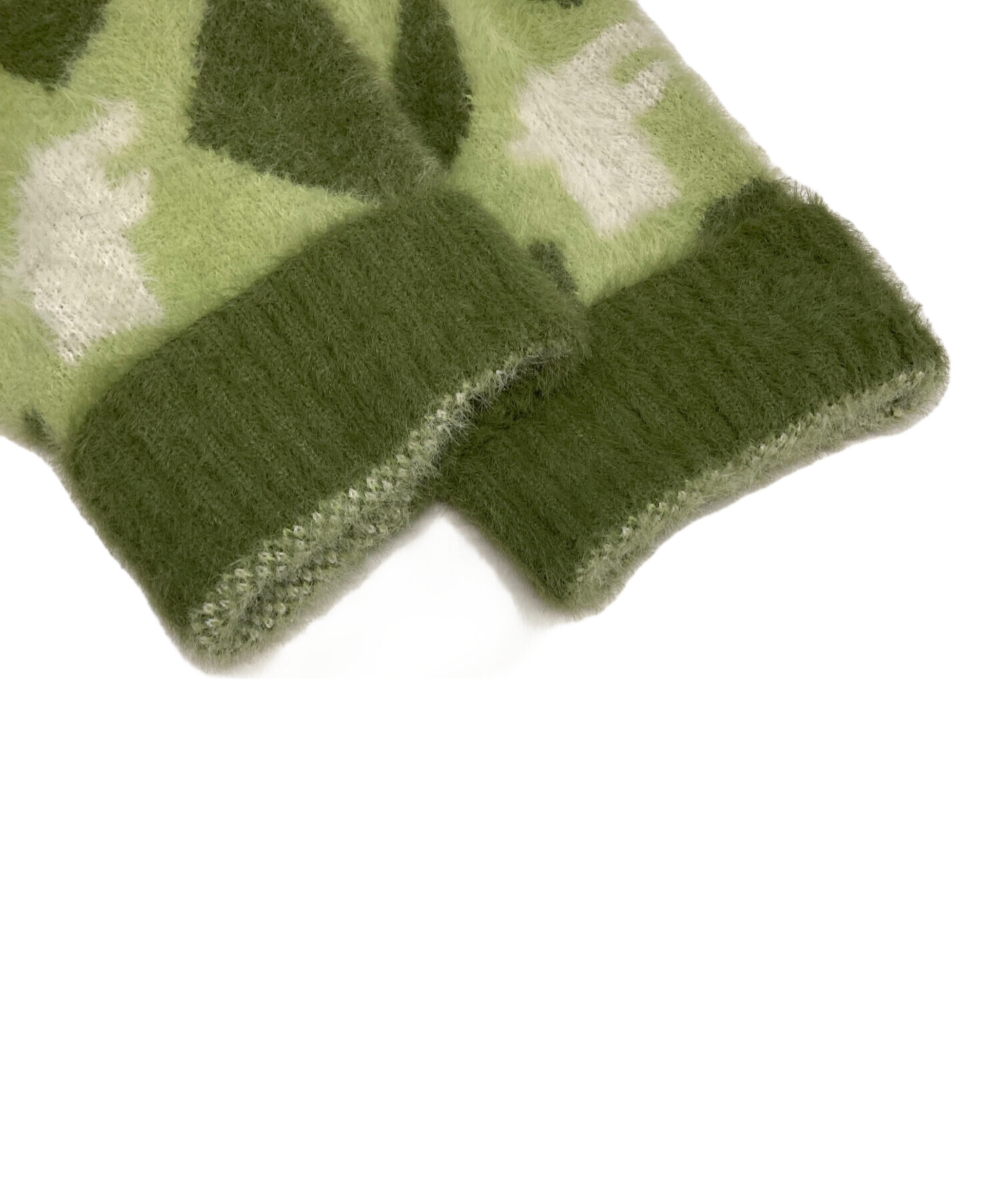 中古・古着通販】HUF (ハフ) シャギーニットカーディガン グリーン