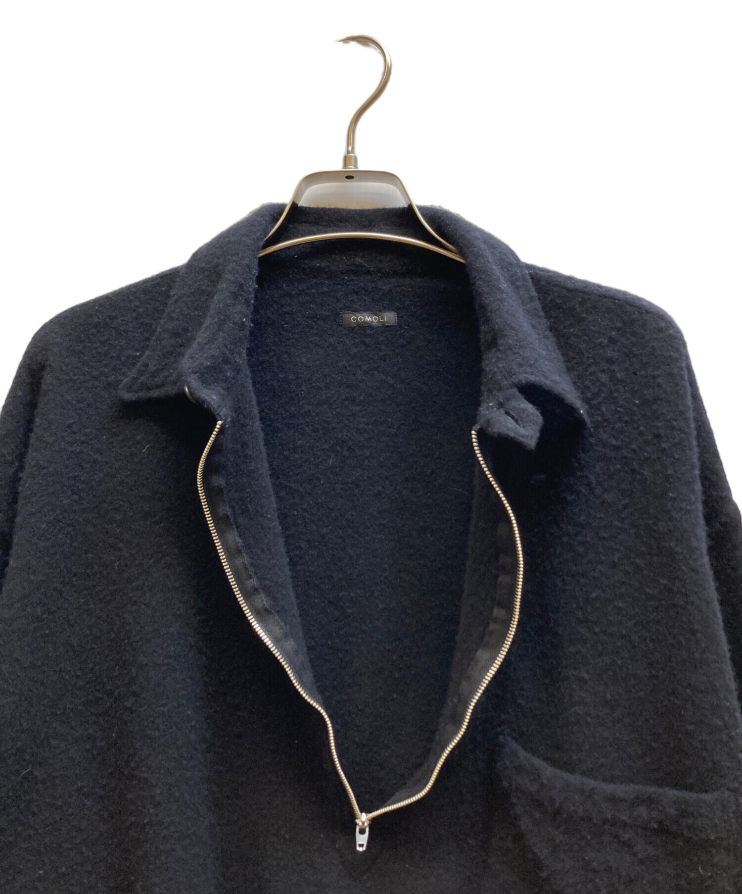 中古・古着通販】COMOLI (コモリ) 縮絨ウールハーフジップシャツ