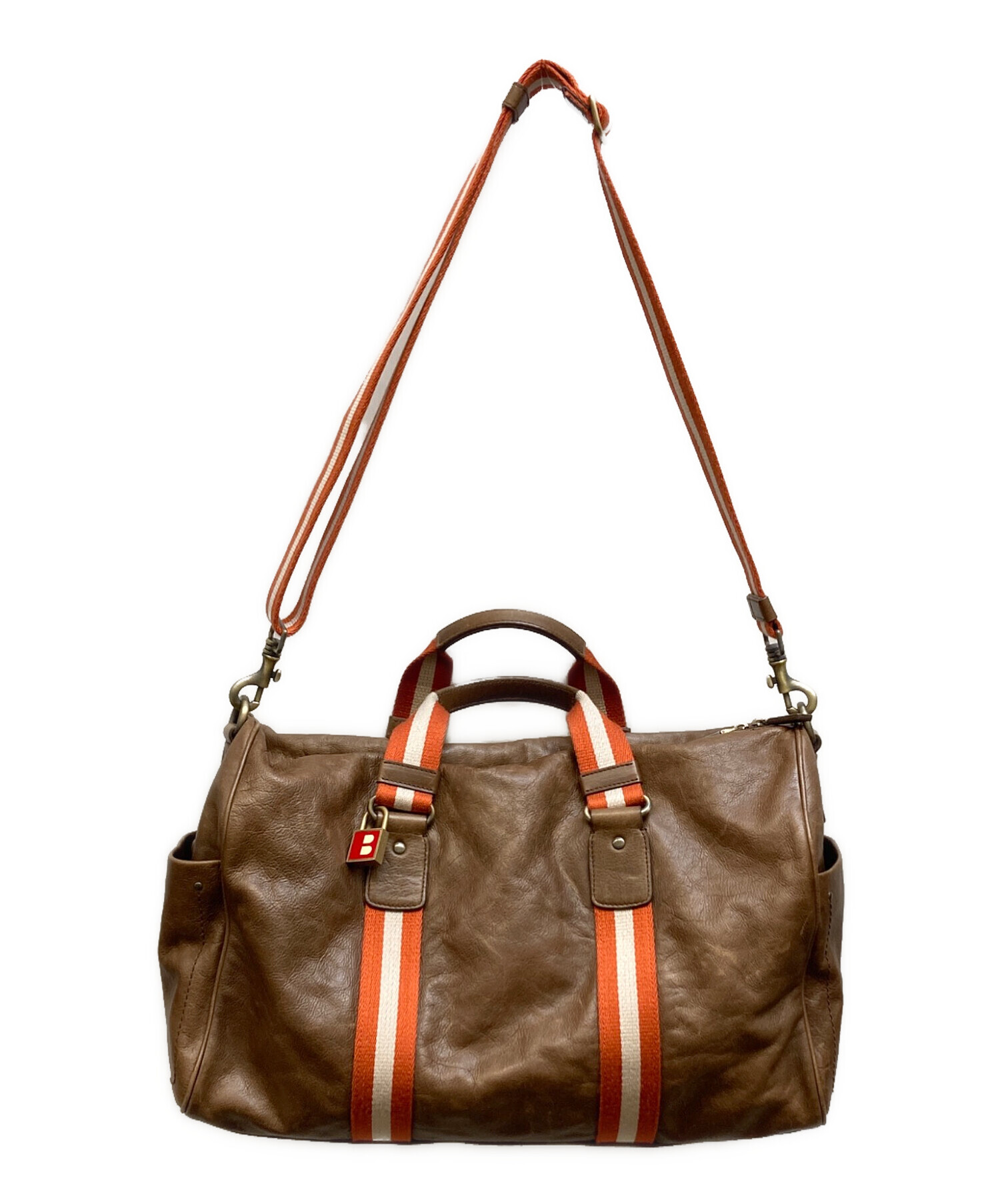 中古・古着通販】BALLY (バリー) レザーボストンバッグ ブラウン 