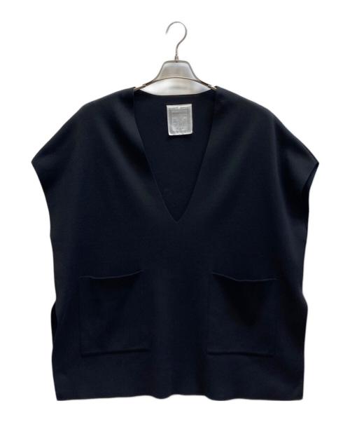 BEARDSLEY Vネックニットベスト　ブラック 中古・古着通販】BEARDSLEY (ビアズリー) コットン スリット ロング V