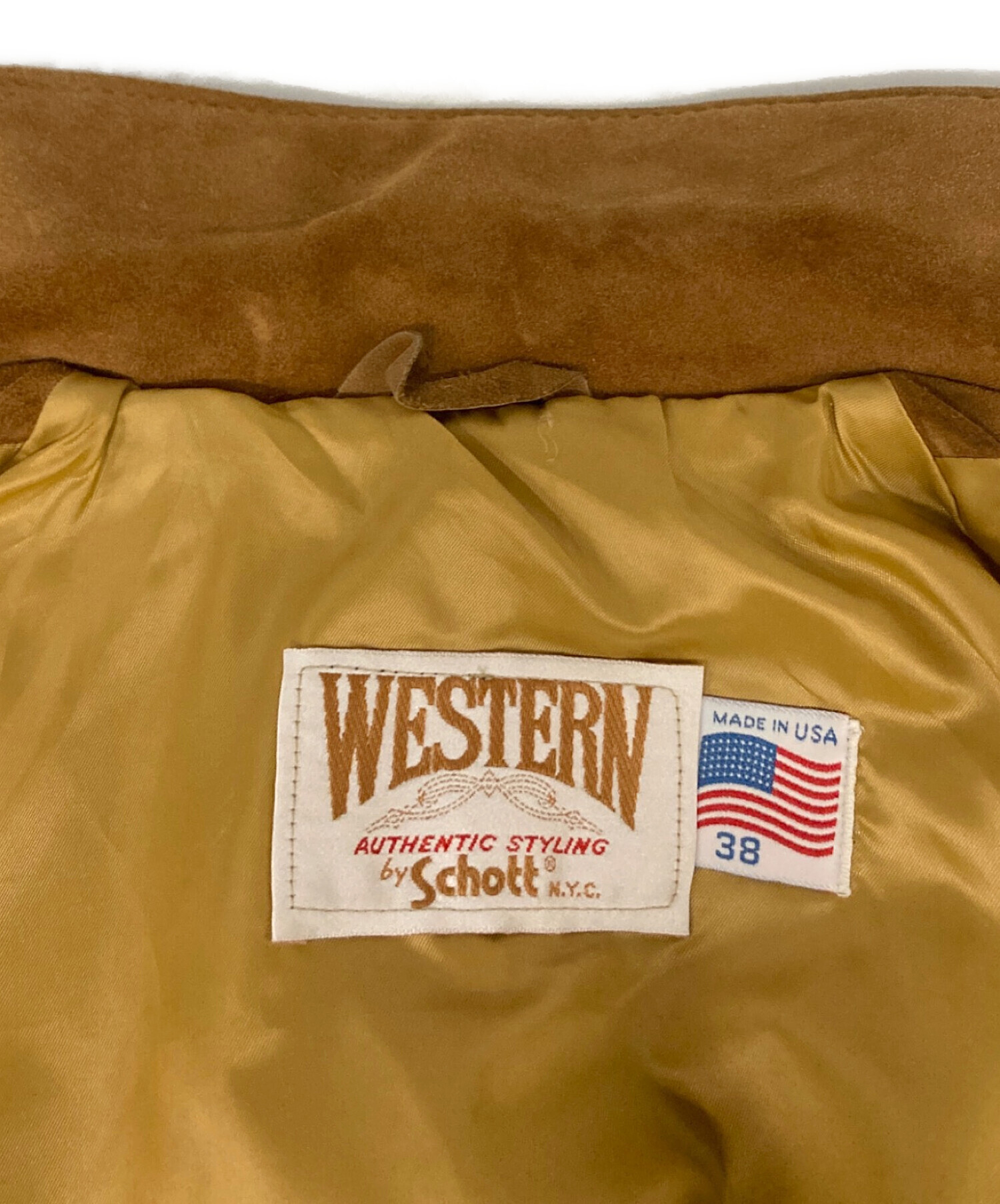 Schott スエードジャケット サイズ38 ベージュ　made in USA 中古・古着通販】Schott (ショット) ウェスタンスエードレザー