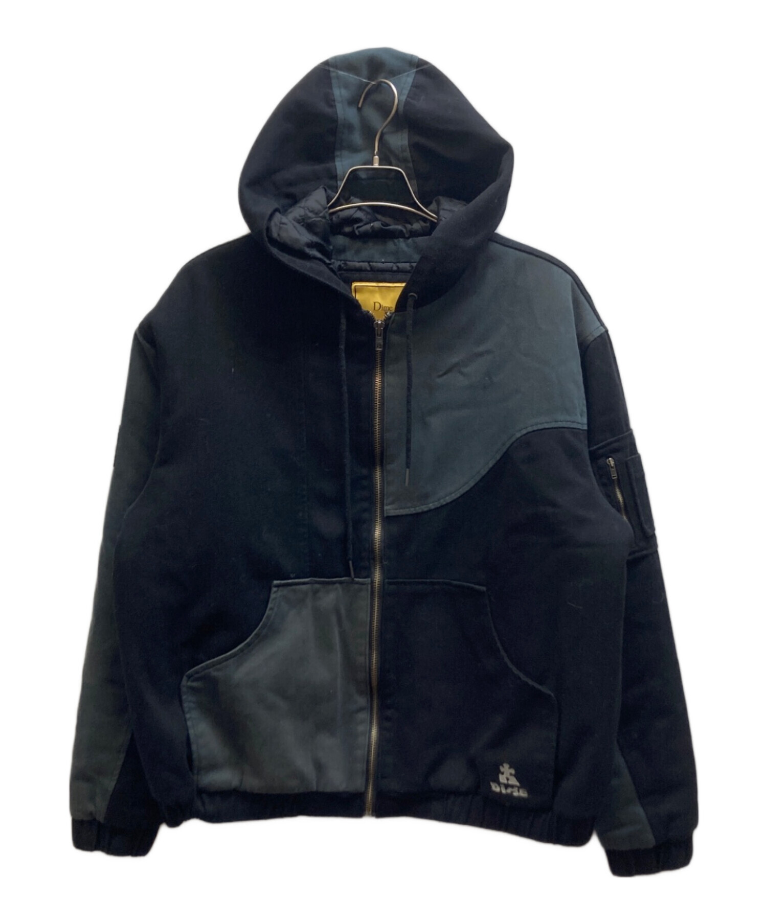 中古・古着通販】Dime (ダイム) Panel Denim Hooded Bomber ブラック 
