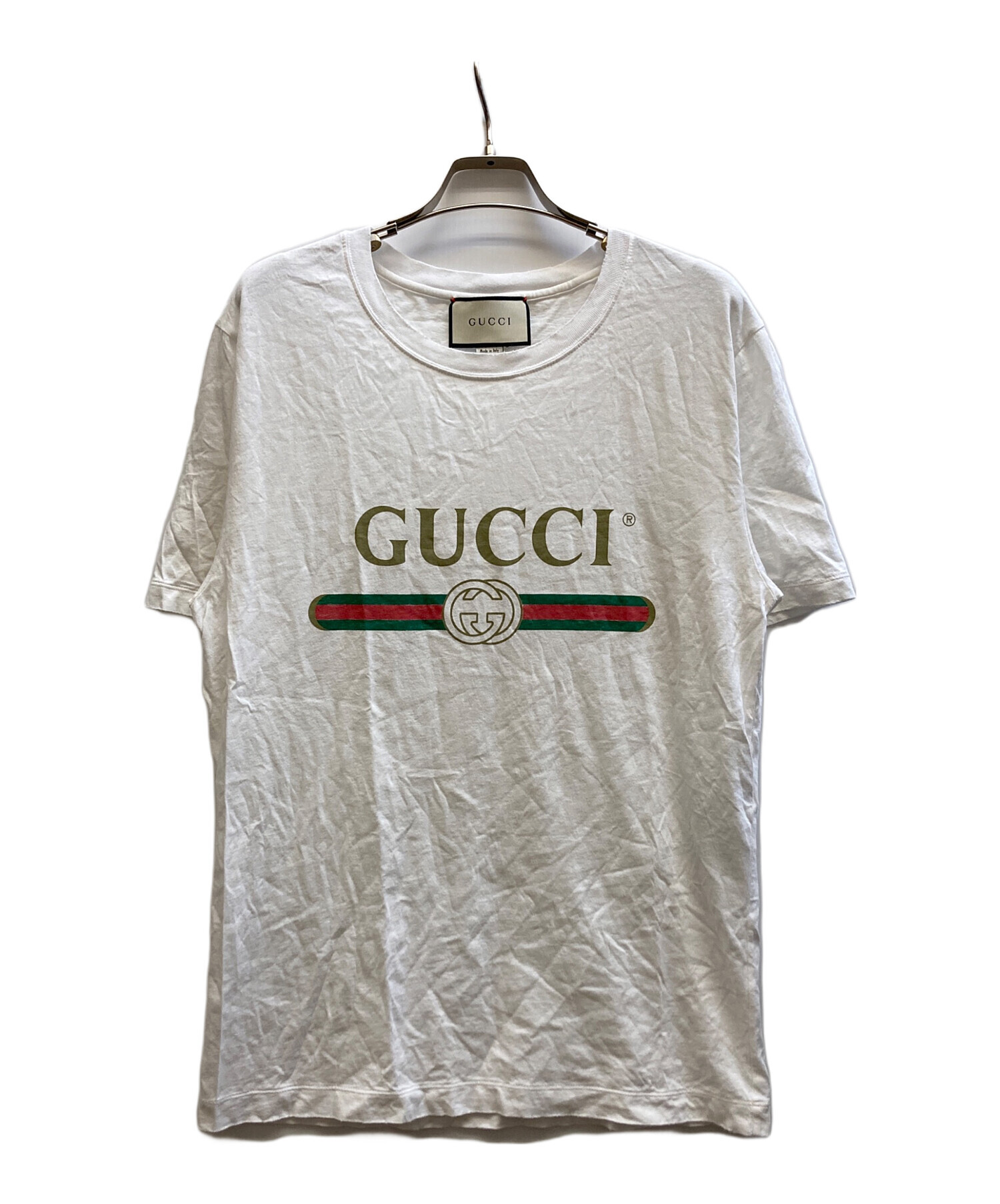 GUCCI グッチ Tシャツ・カットソー F アイボリー 【古着】【中古】 中古・古着通販】GUCCI (グッチ) Tシャツ ホワイ×レッド サイズ:36 未