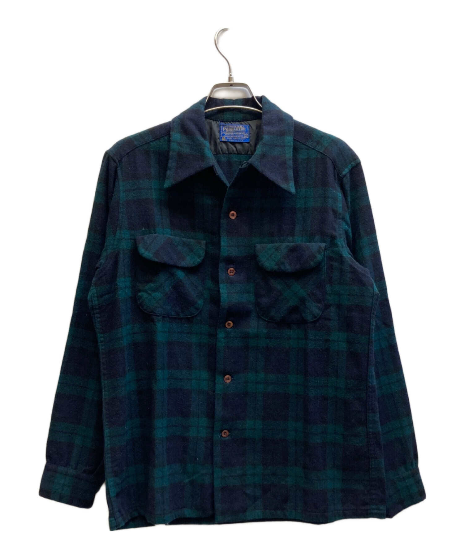 ペンドルトン 70年代 古着　used ウールシャツ M ダークネイビー 70's~80's “SIR PENDLETON” Wool Shirt SIZE L USA製 70年代 80年代