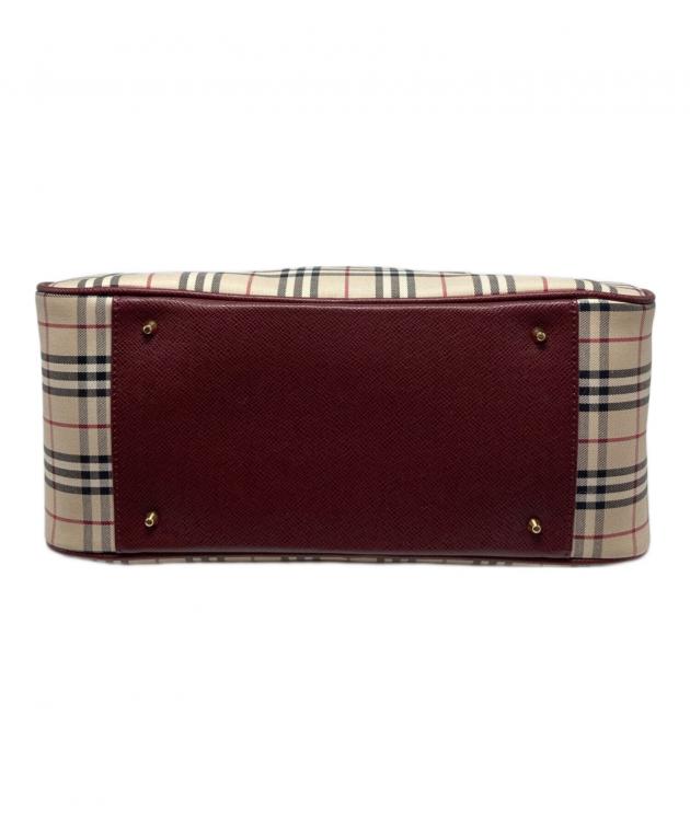 【中古】BURBERRY バーバリー ノバチェック ハンドバッグ ボルドー BURBERRY（バーバリー） ノバチェック ショルダーバッグ ベージュ
