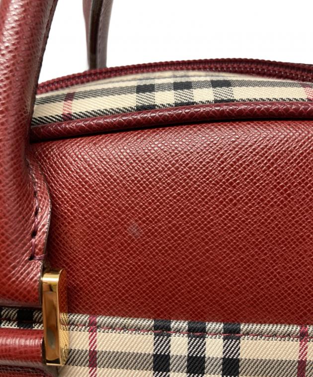 【中古】BURBERRY バーバリー ノバチェック ハンドバッグ ボルドー BURBERRY（バーバリー） ノバチェック ショルダーバッグ ベージュ