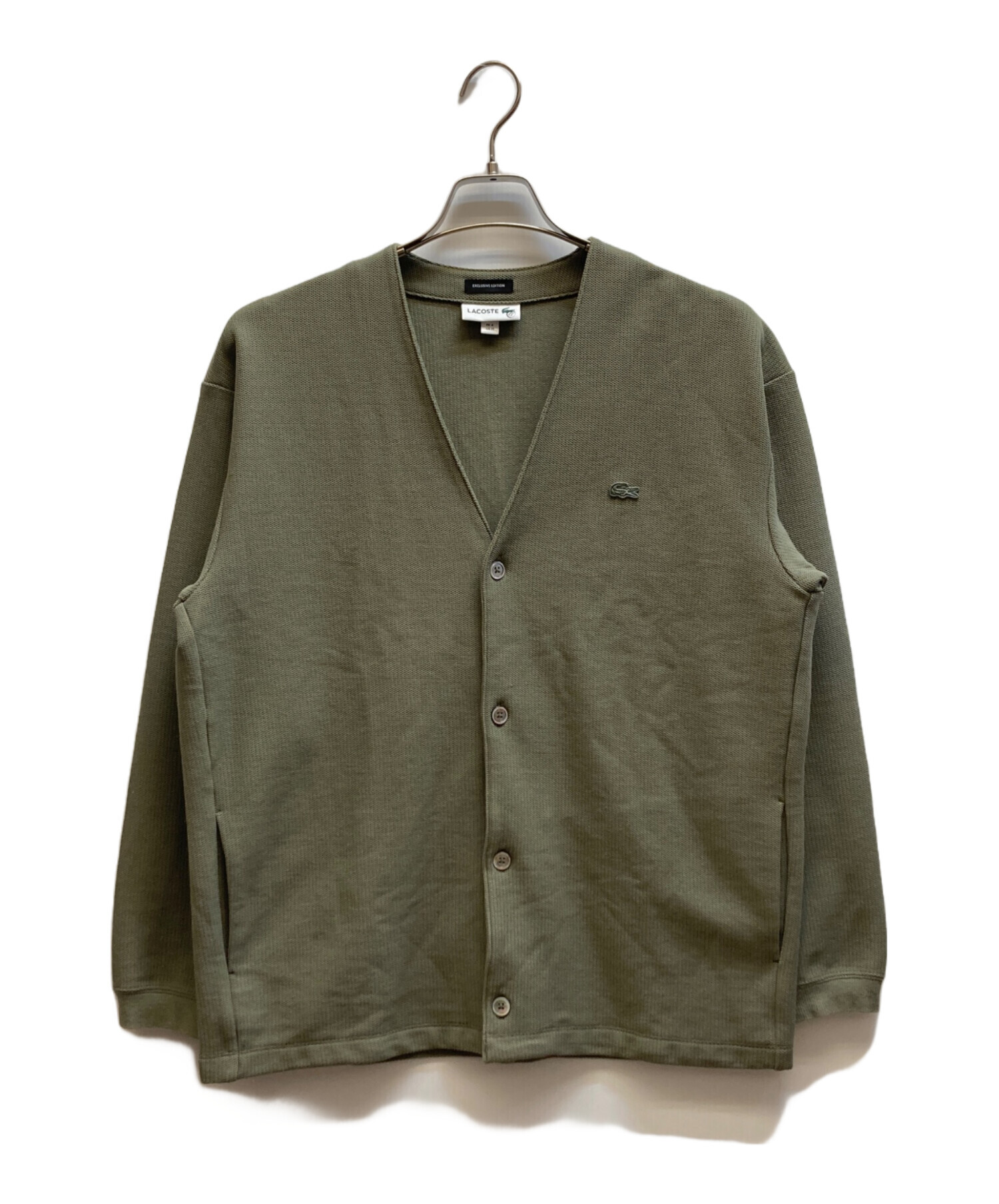 SHIPS別注 LACOSTEコットンカーディガン グリーンUS L LACOSTE