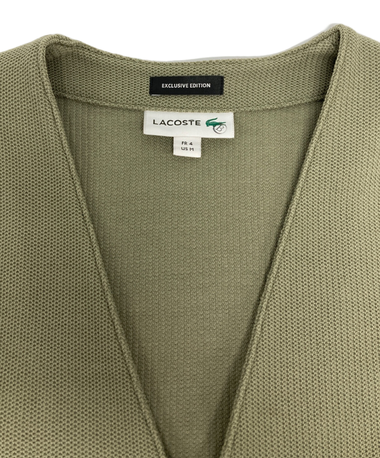 SHIPS別注 LACOSTEコットンカーディガン グリーンUS L LACOSTE