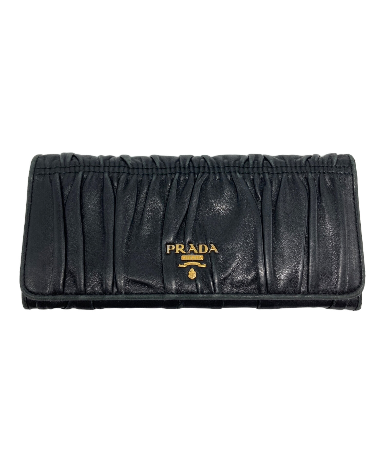 中古・古着通販】PRADA (プラダ) ギャザー長財布/1M1132 ブラック
